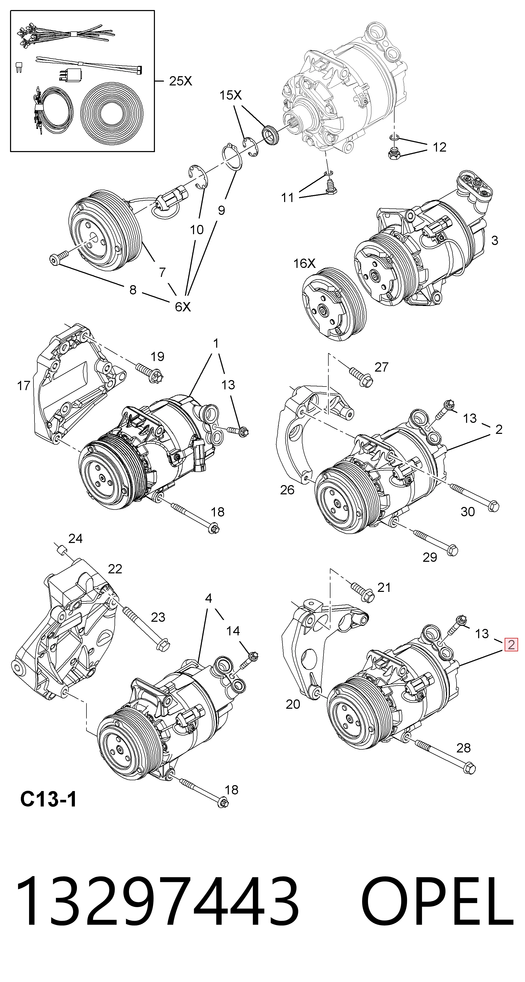 13297443 Opel Compressor de aparelho de ar condicionado