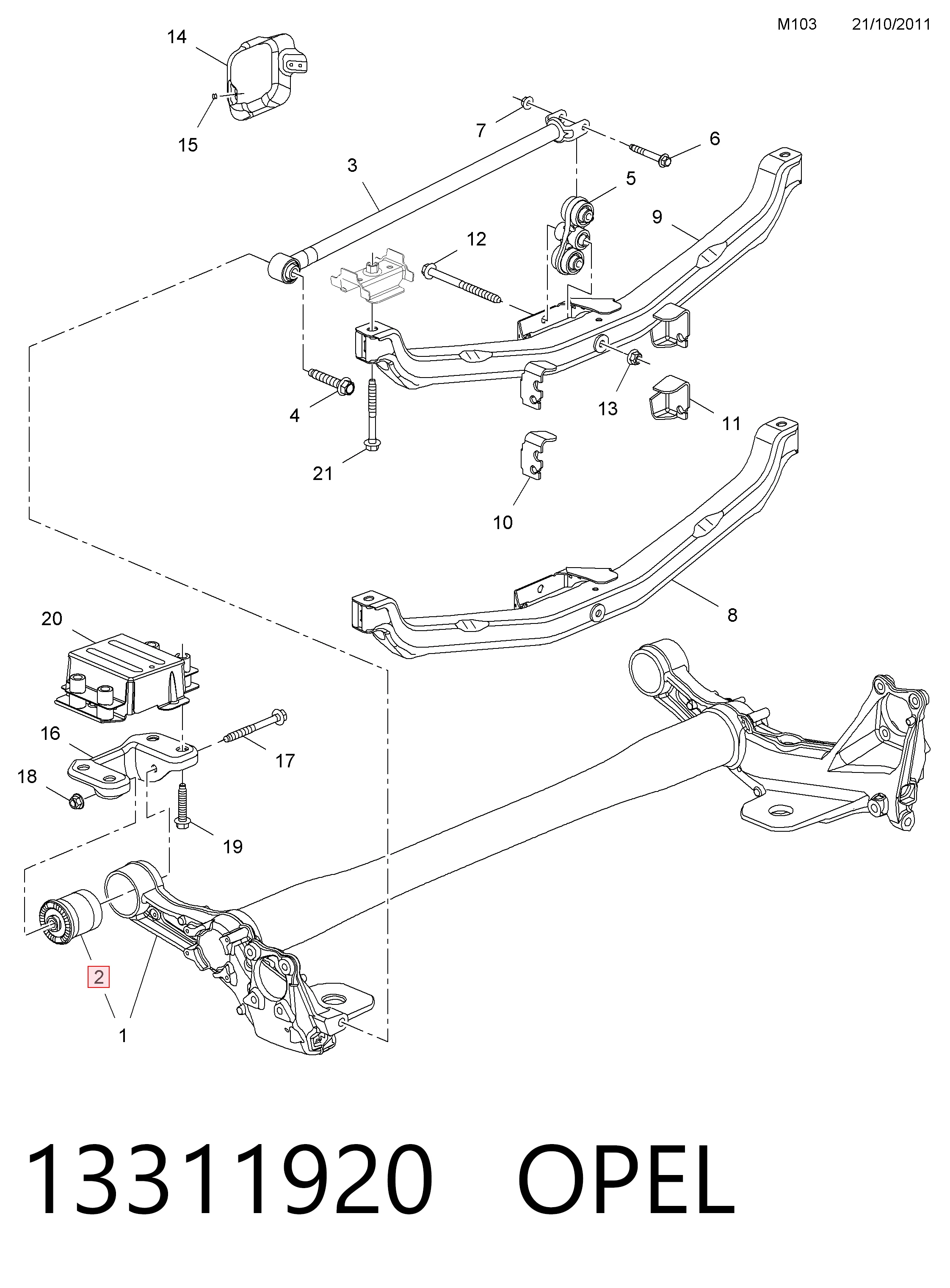 Bloco silencioso de viga traseira (de plataforma veicular) para Opel Astra P10