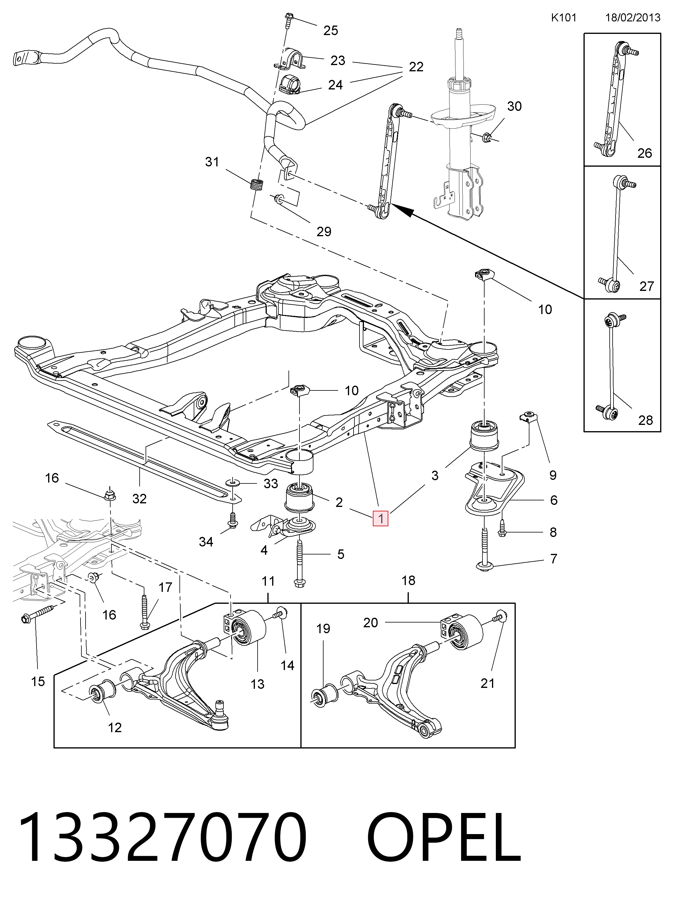 Compre Viga de suspensão dianteira (plataforma veicular) Chevrolet Cruze 