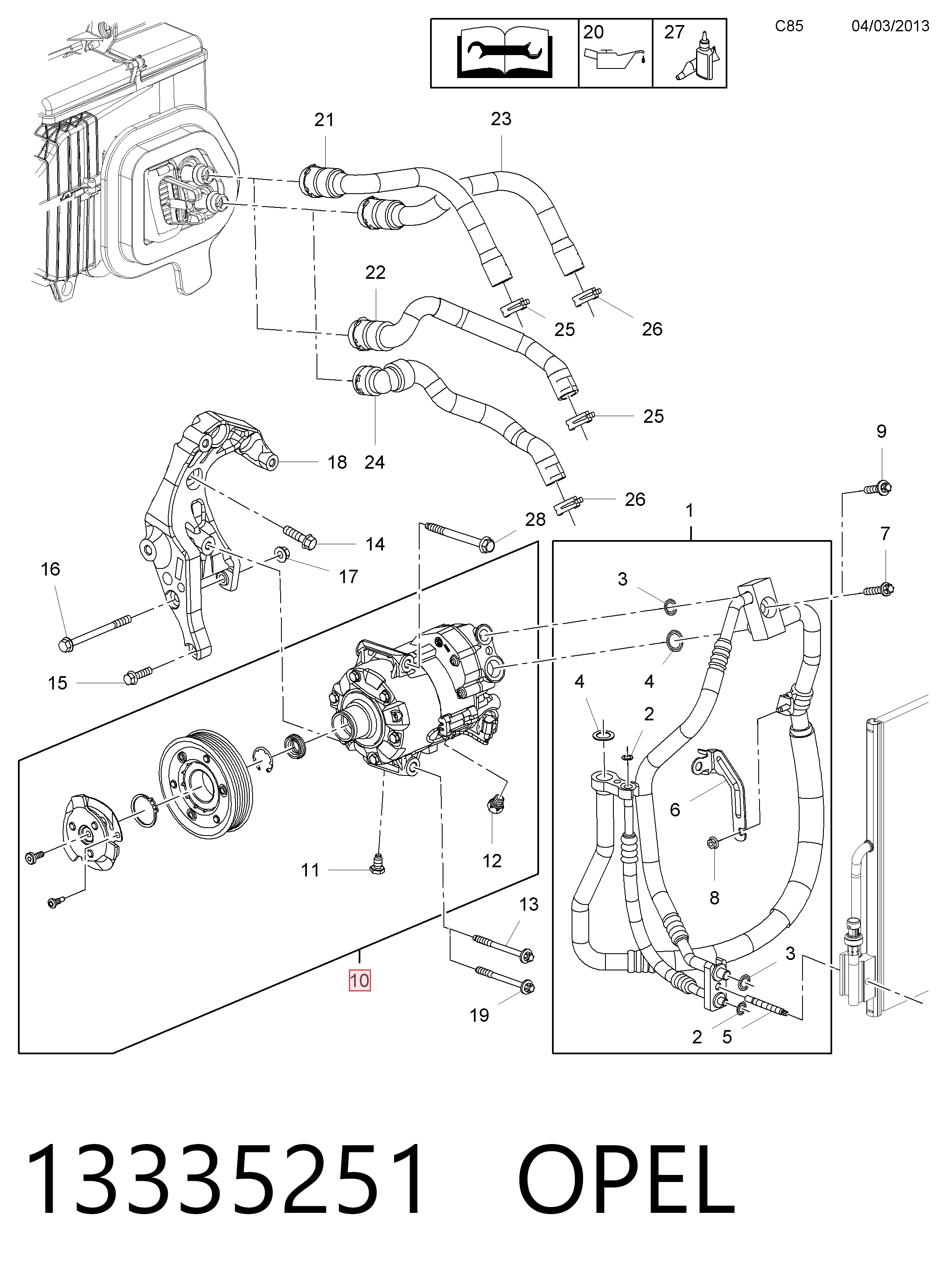 13335251 Opel Compressor de aparelho de ar condicionado
