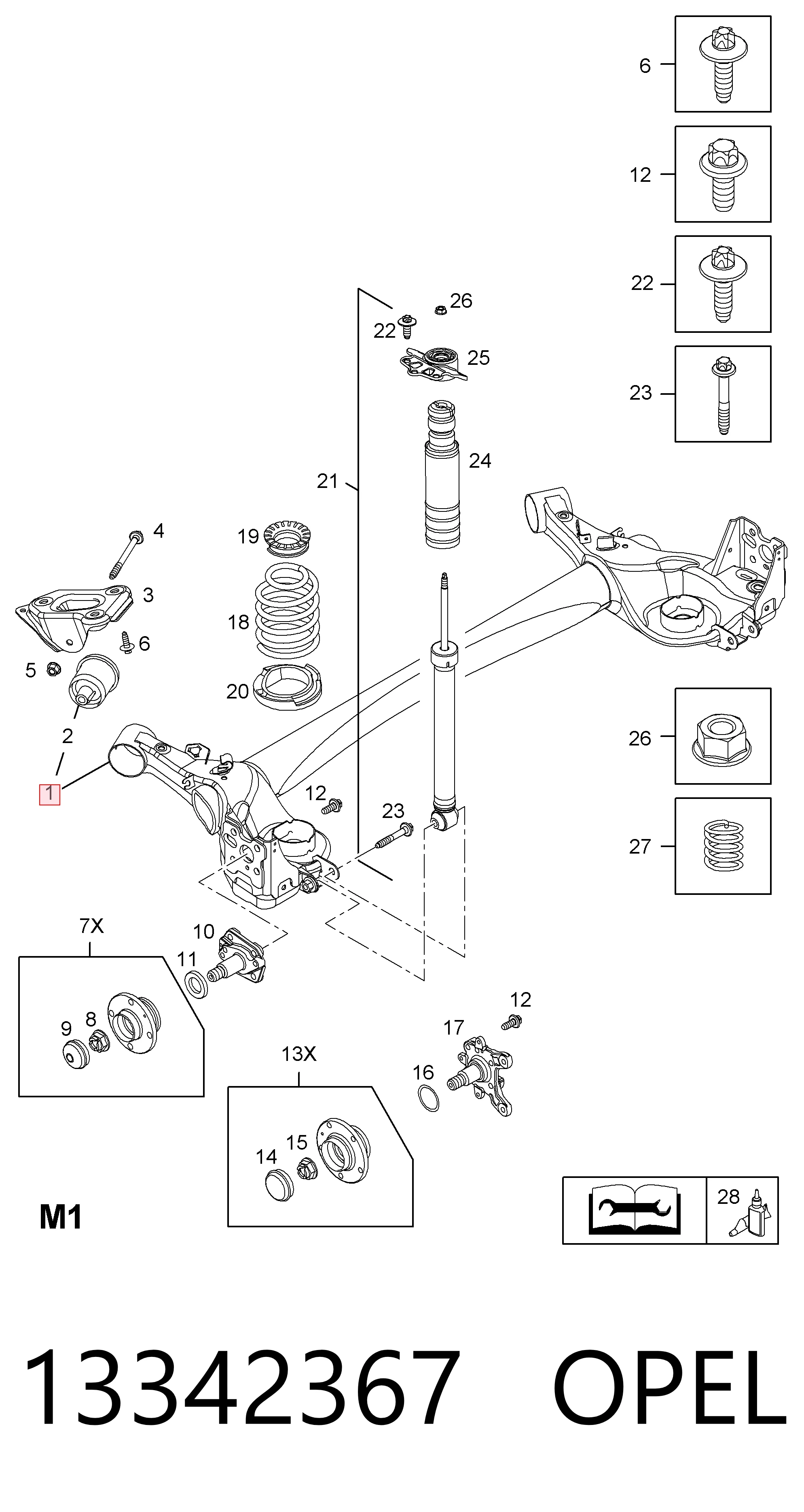 Viga de suspensão traseira (plataforma veicular) Opel Corsa D S07