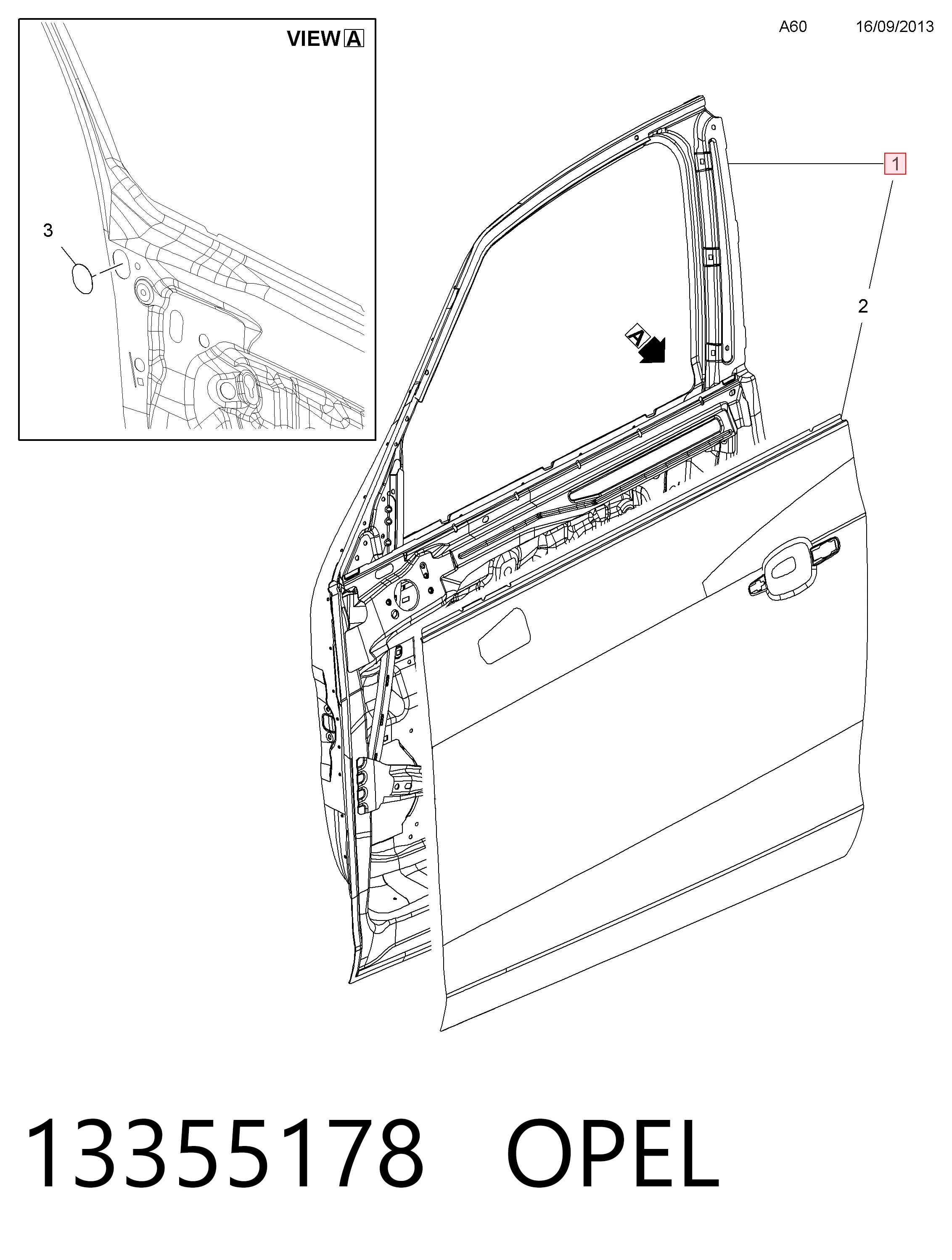Porta dianteira esquerda para Opel Zafira C P12