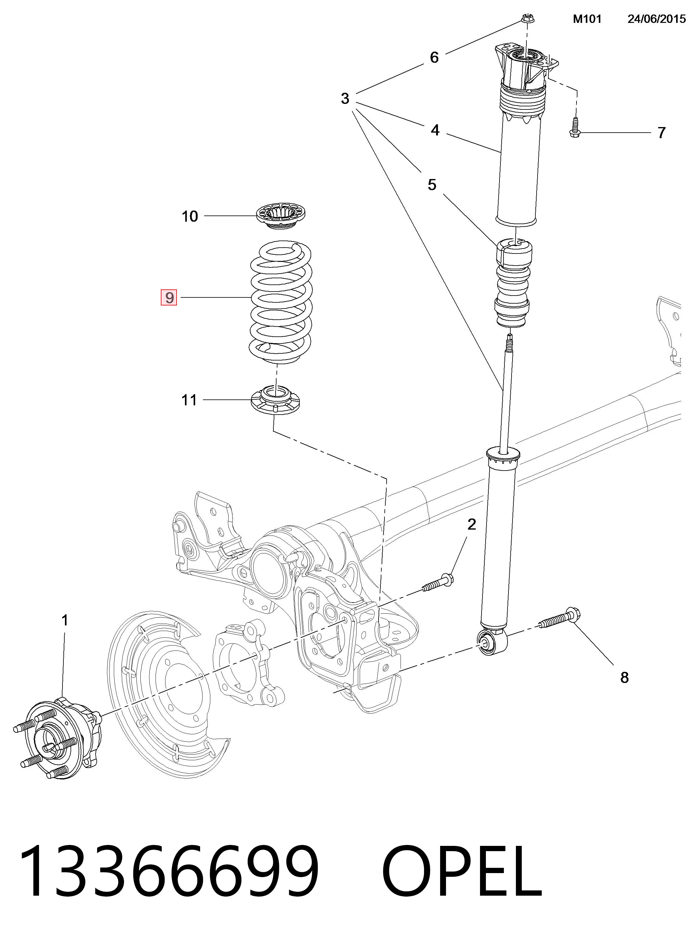 Mola traseira para Opel Astra K 
