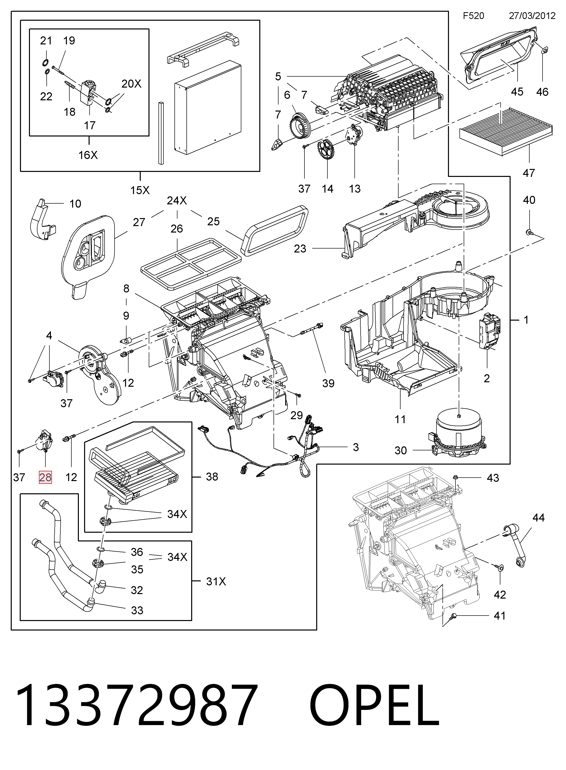 Acionamento de comporta de forno Opel Meriva B 