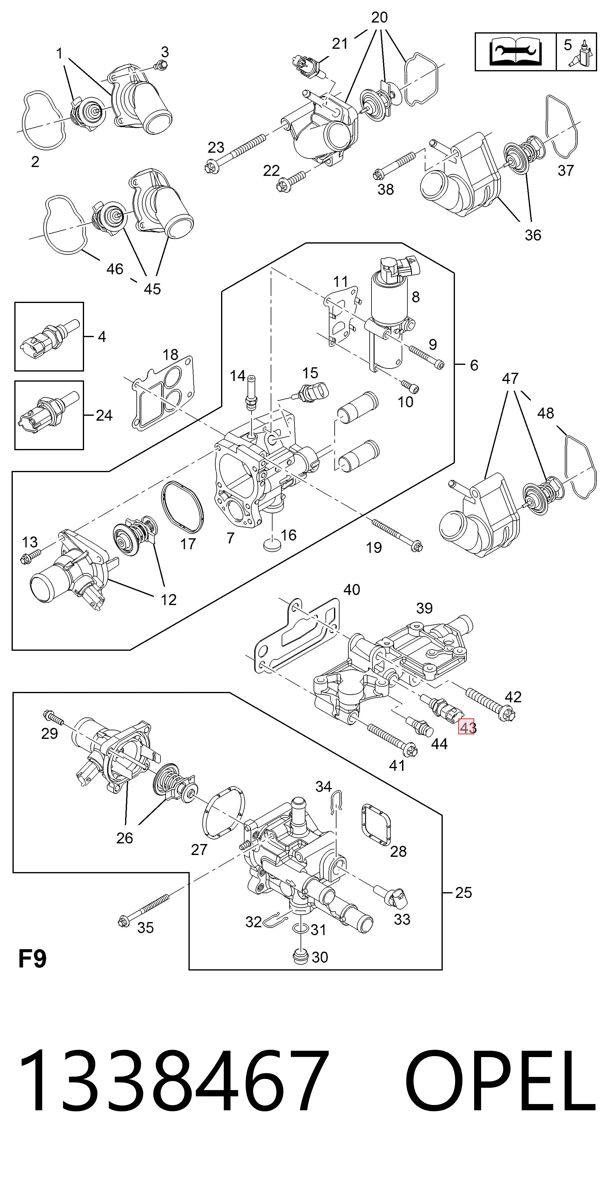 1338467 Opel Sensor de temperatura do fluido de esfriamento