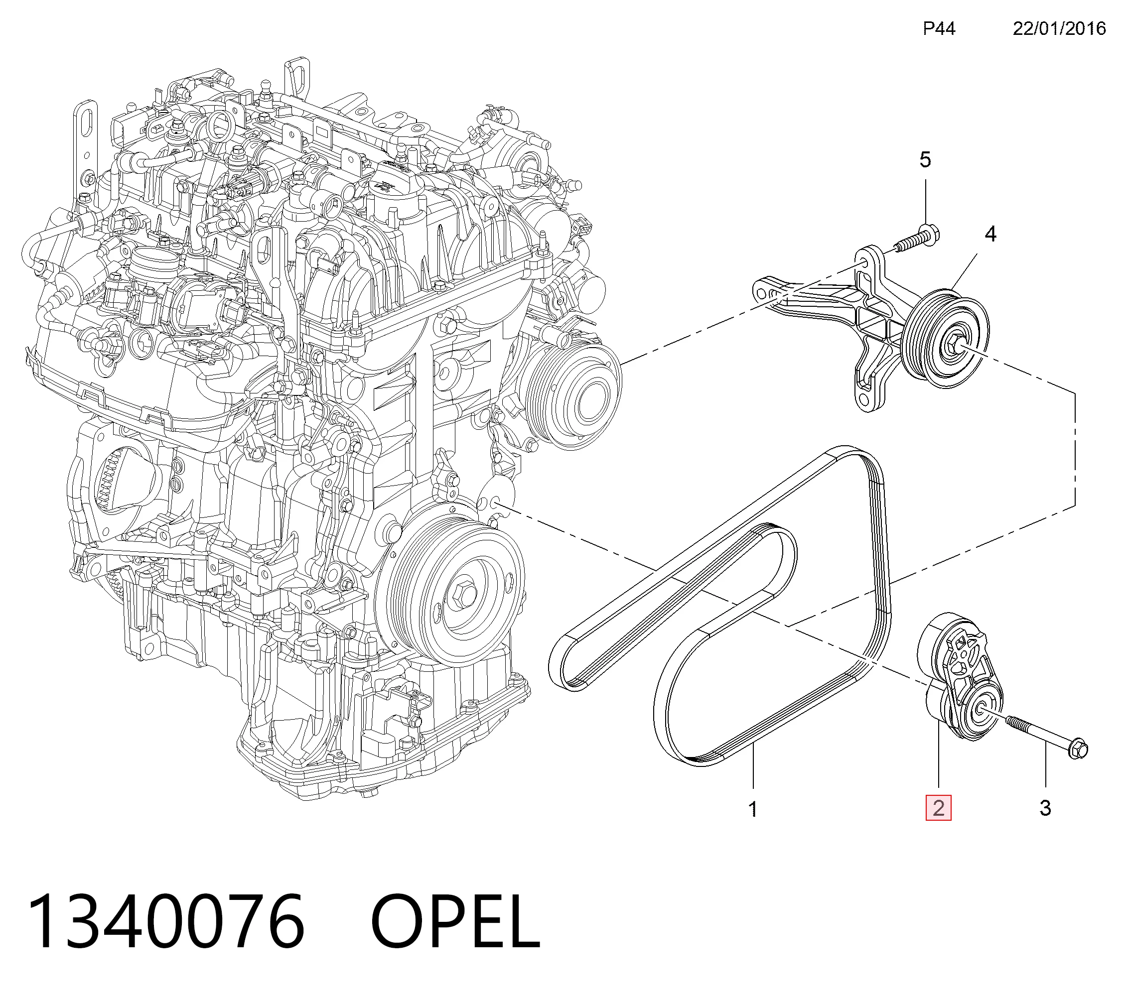 1340076 Opel Reguladora de tensão da correia de transmissão