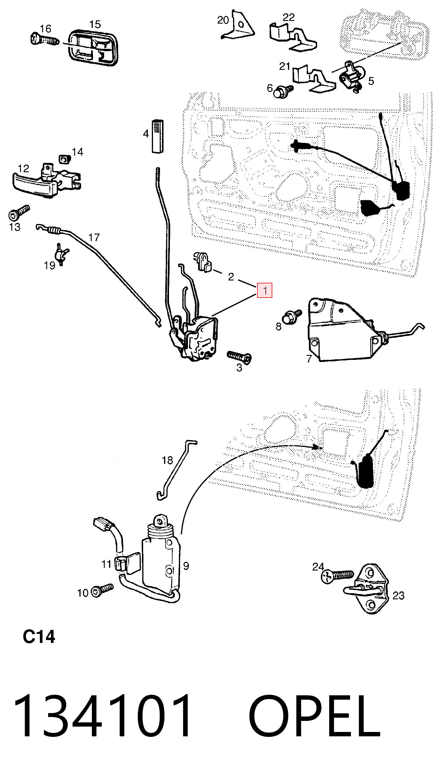 Fecho da porta dianteira esquerda para Opel Frontera A 5MWL4