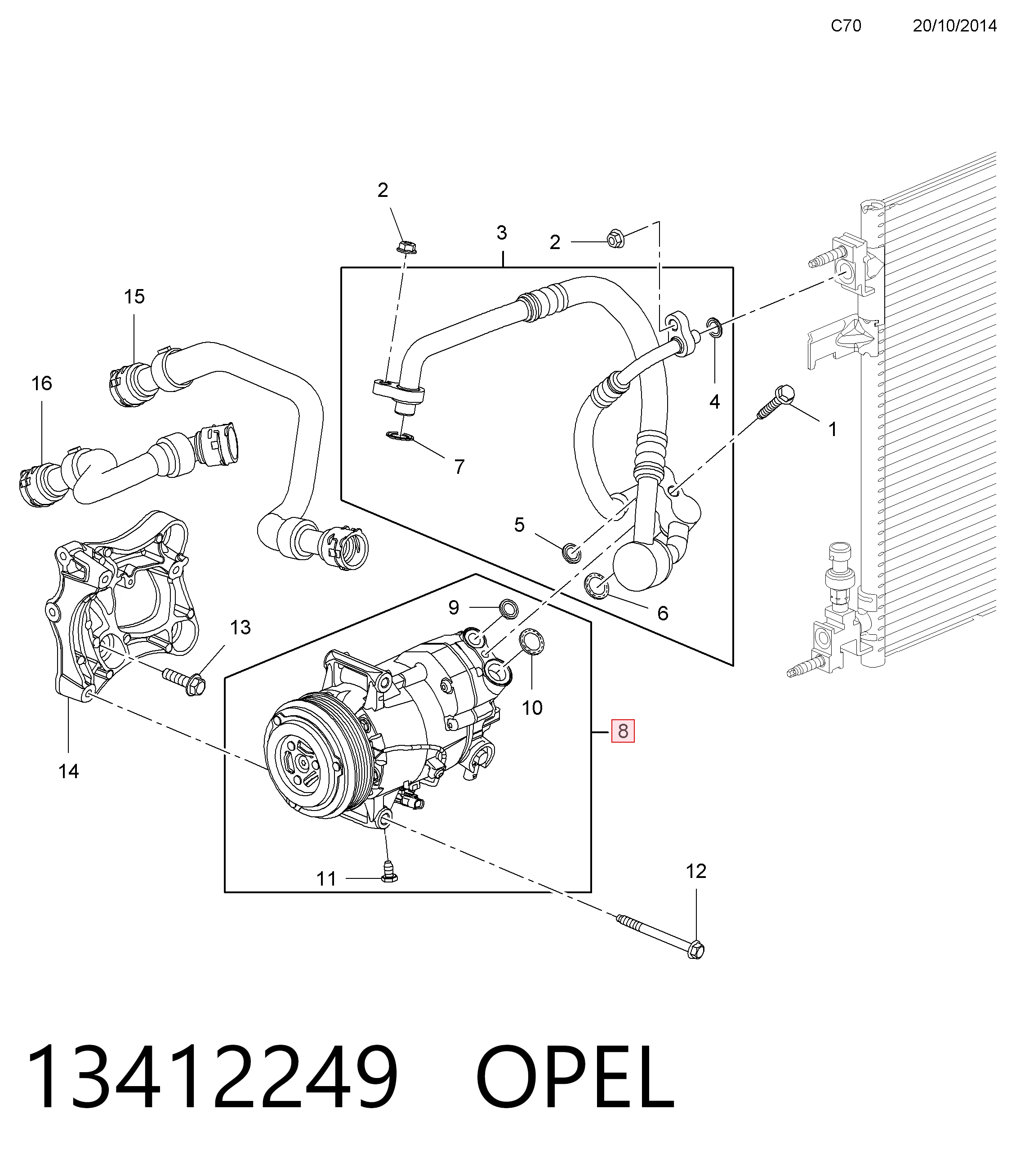 13412249 Opel Compressor de aparelho de ar condicionado