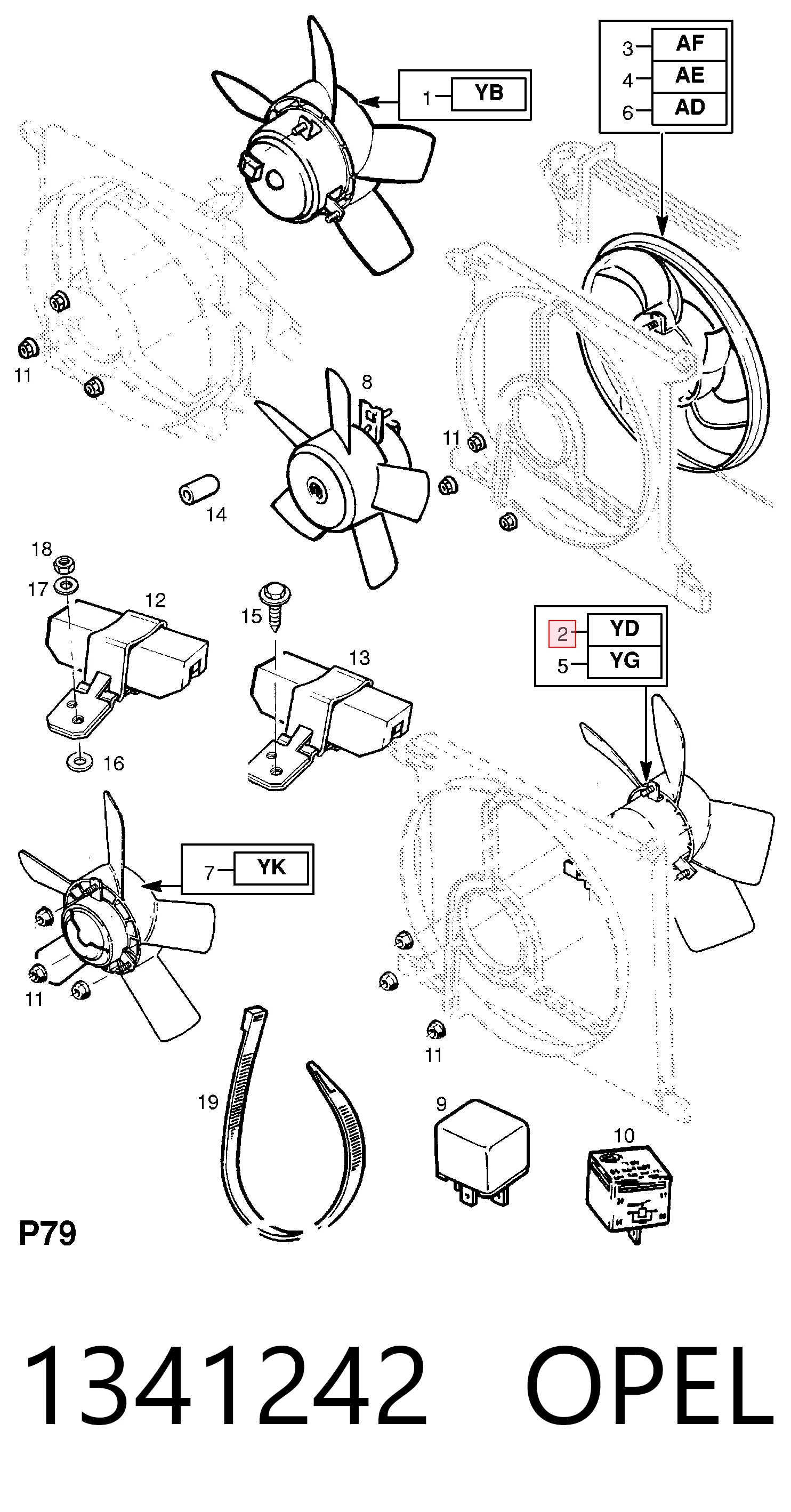 Ventilador elétrico de esfriamento montado (motor + roda de aletas) Opel Astra preço, a partir de 60,65 USD
