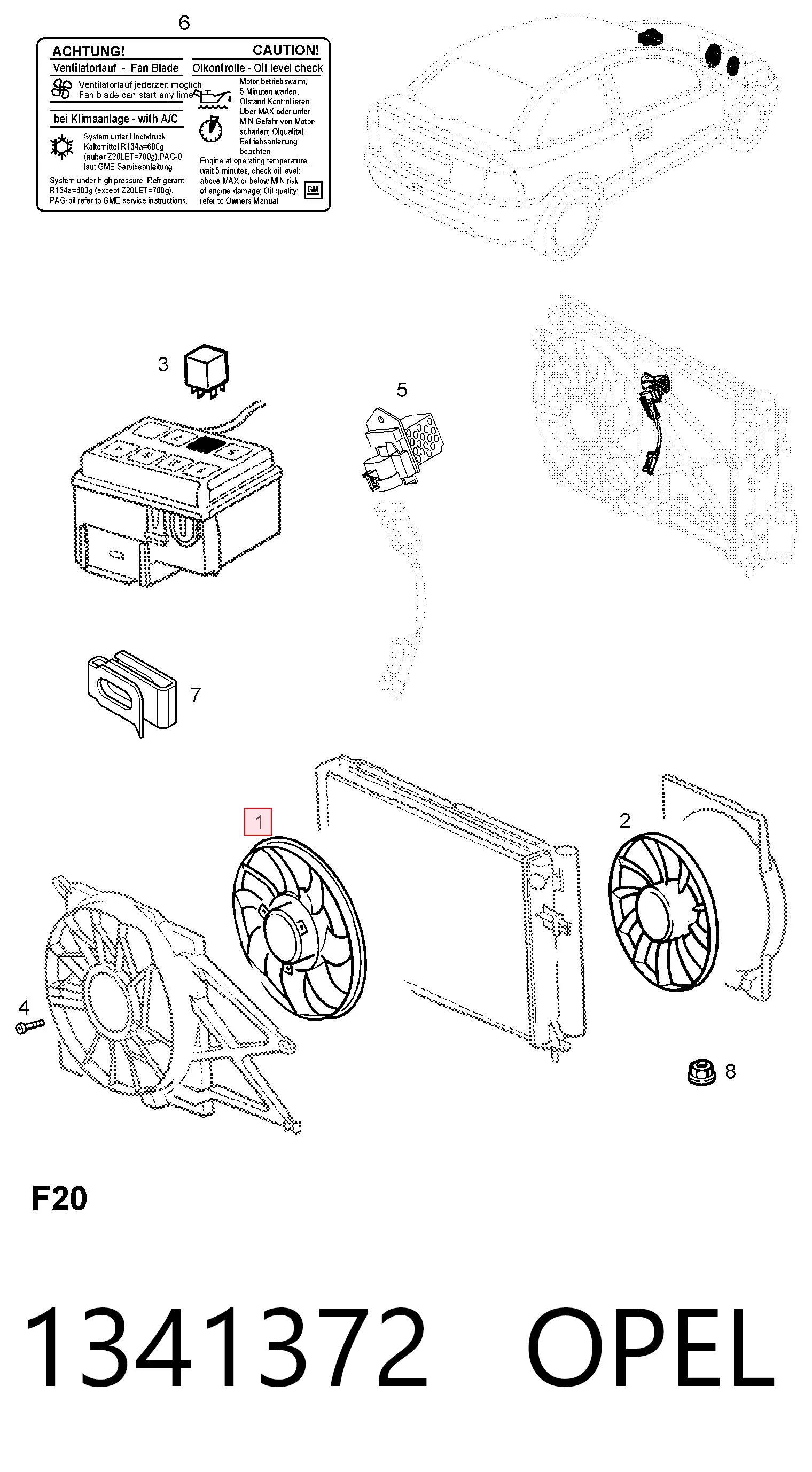 1341372 Opel Motor de ventilador do sistema de esfriamento