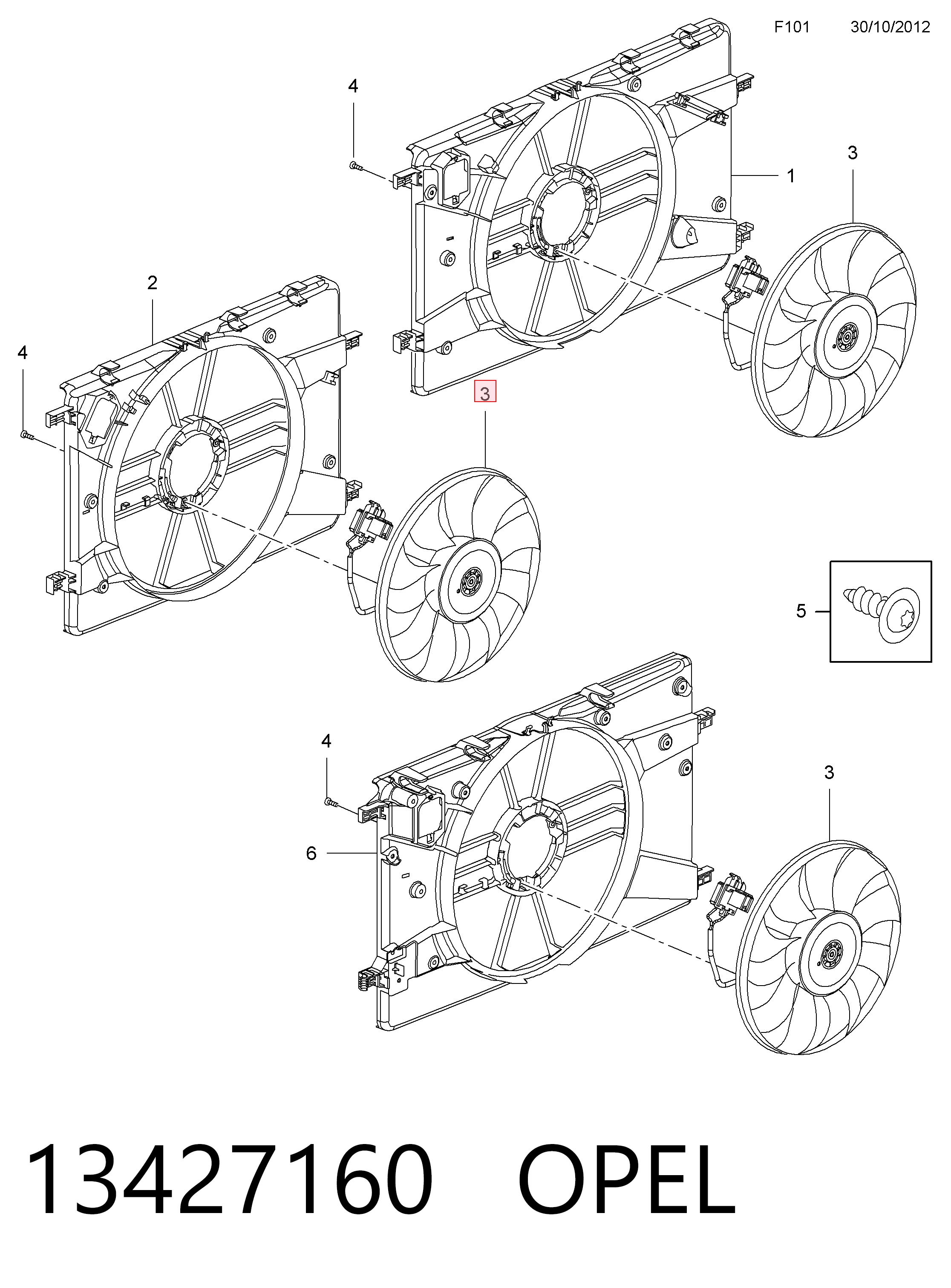 Compre Ventilador elétrico de esfriamento montado (motor + roda de aletas) Opel Zafira 
