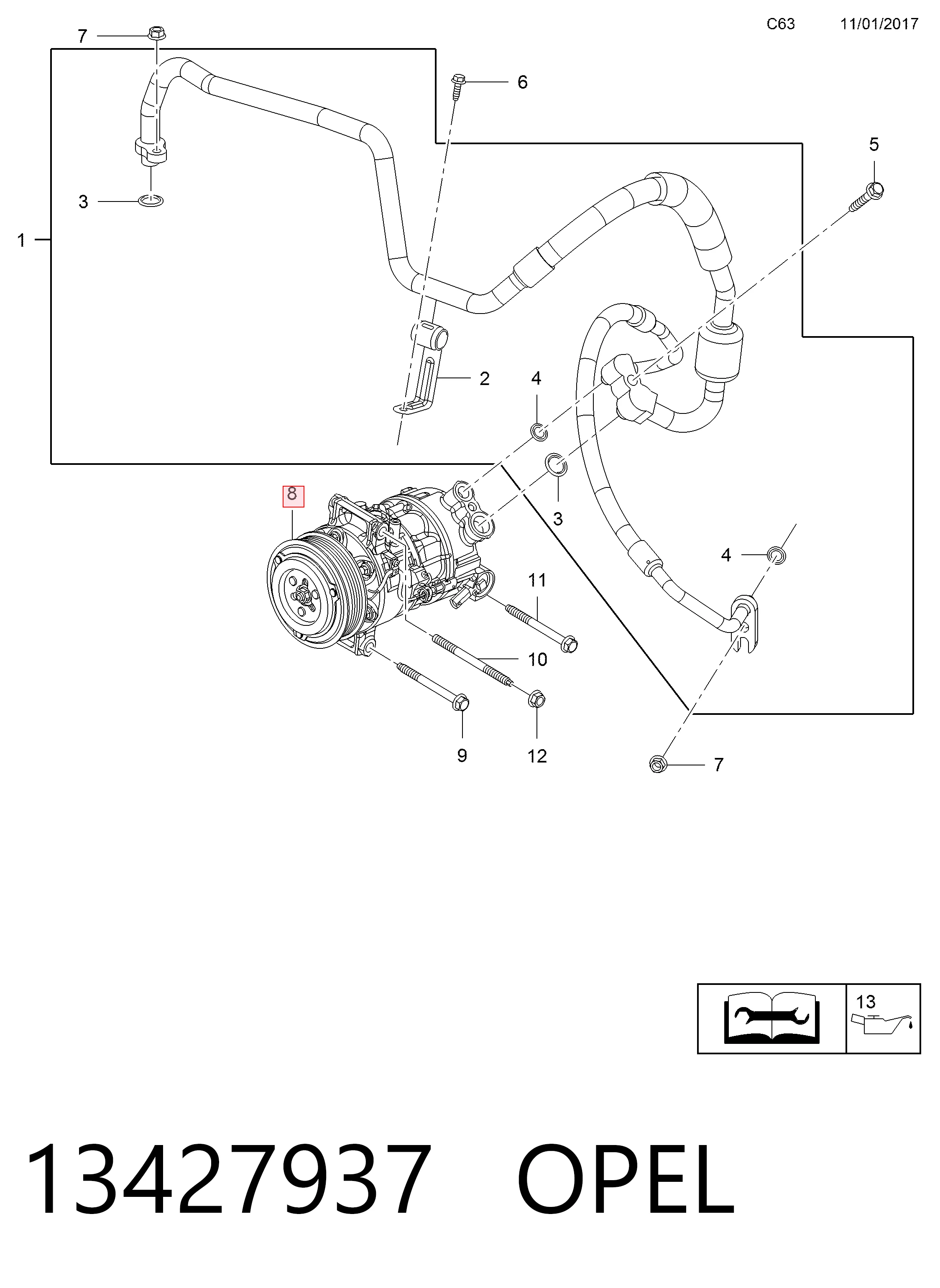  Compressor de aparelho de ar condicionado Opel Astra K carrinha (2015 - 2022) K