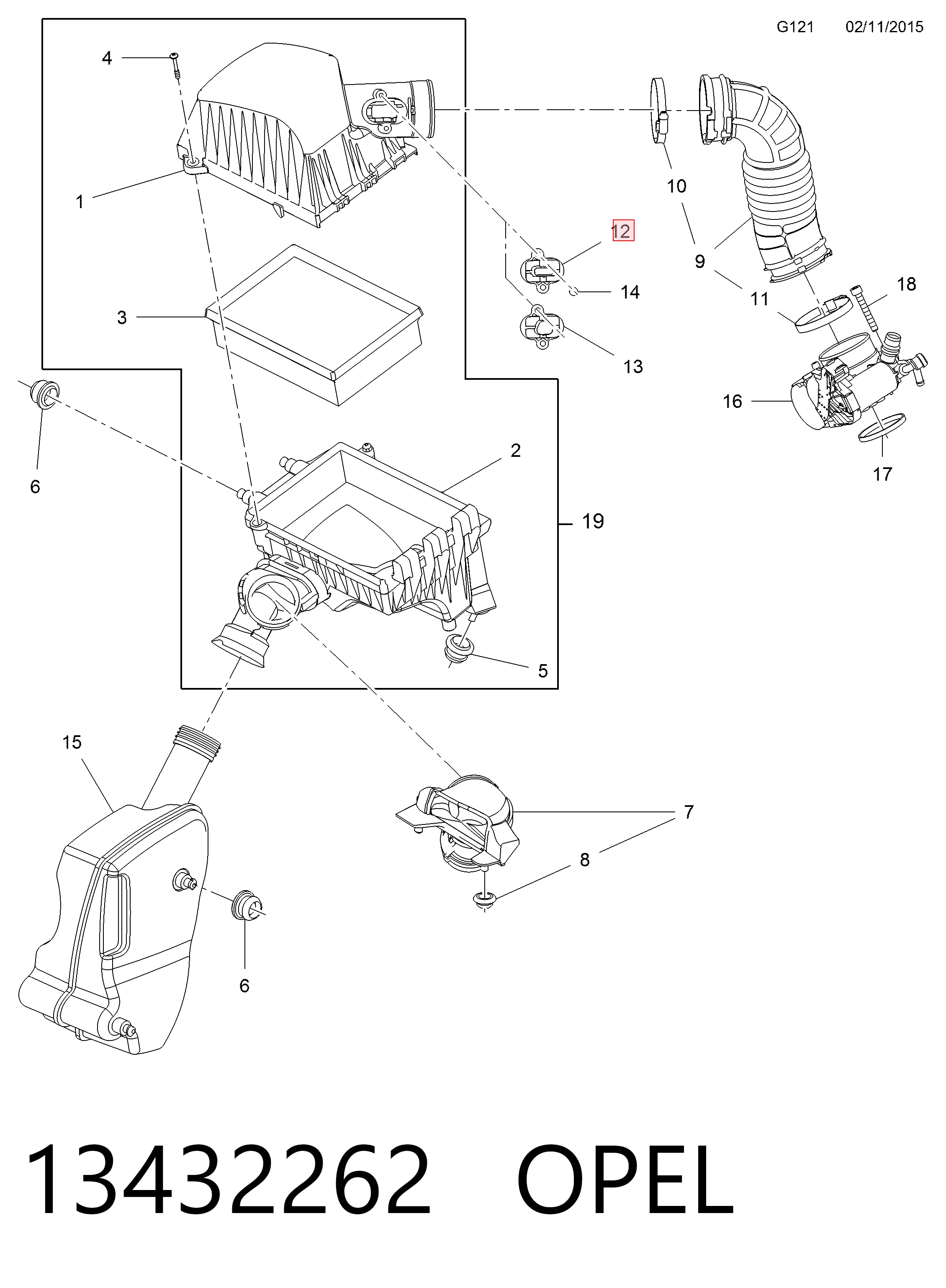13432262 Opel Sensor de fluxo (consumo) de ar, medidor de consumo M.A.F. - (Mass Airflow)
