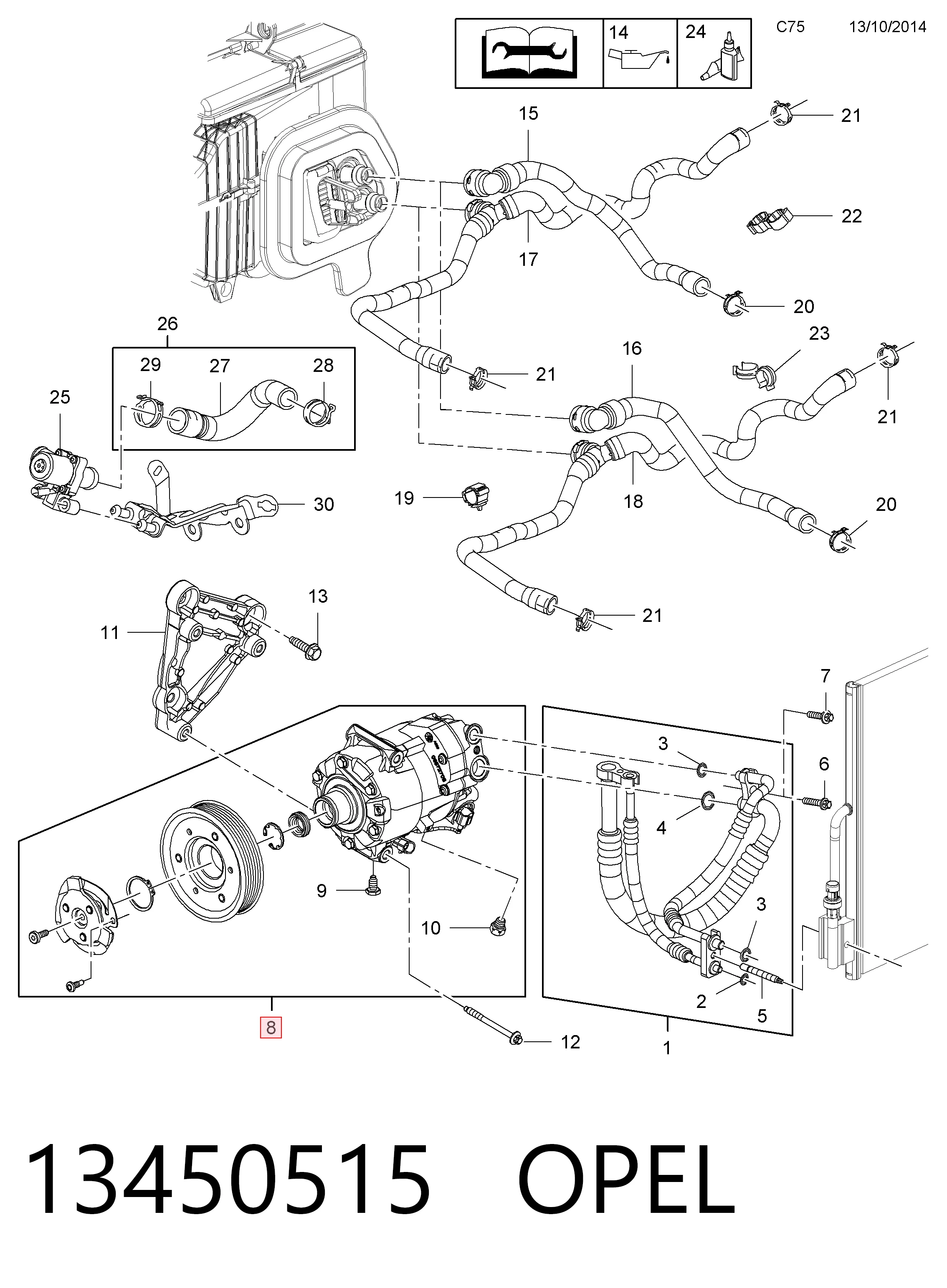 13450515 Opel Compressor de aparelho de ar condicionado