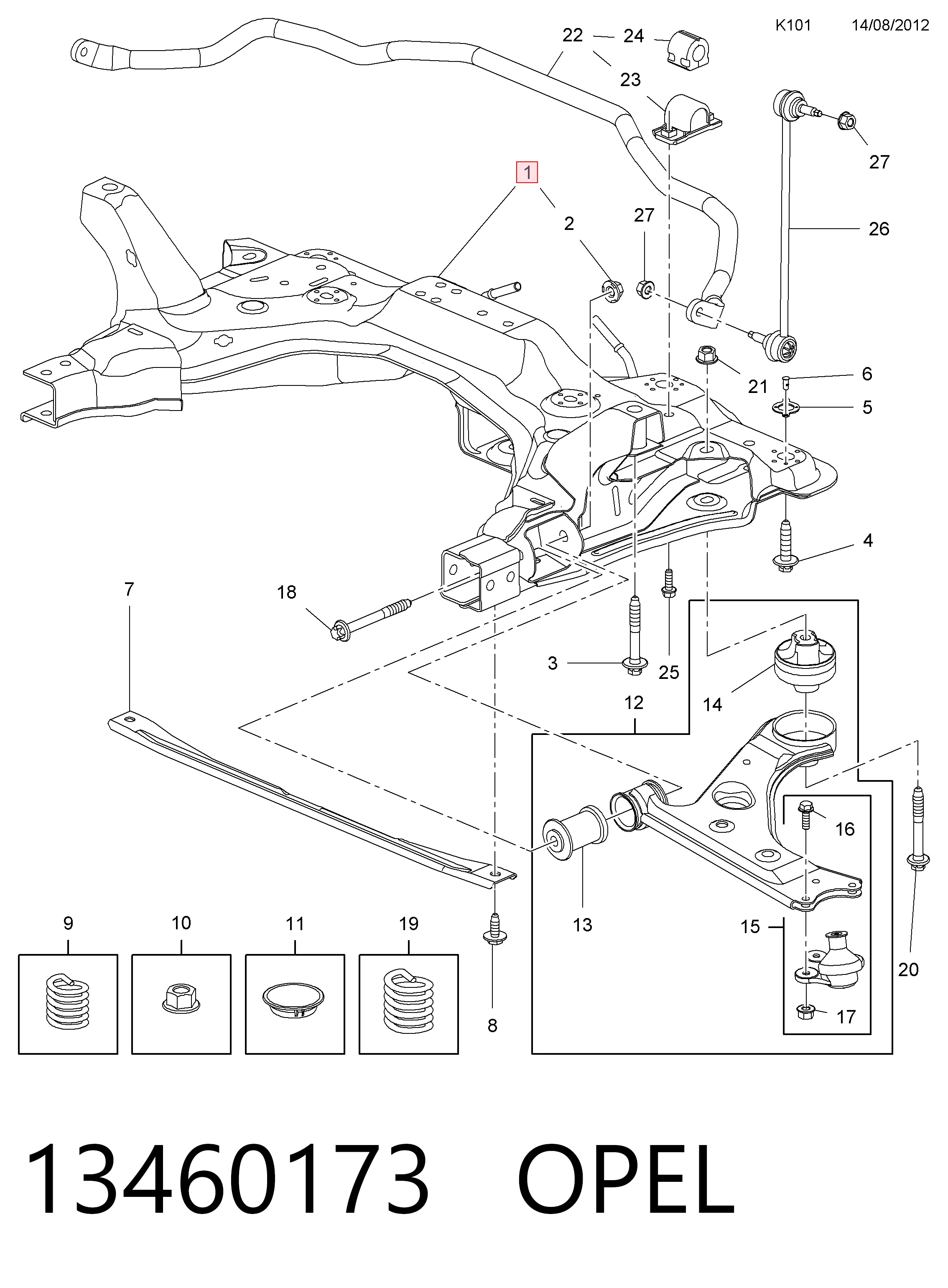 Compre Viga de suspensão dianteira (plataforma veicular) Opel Corsa 