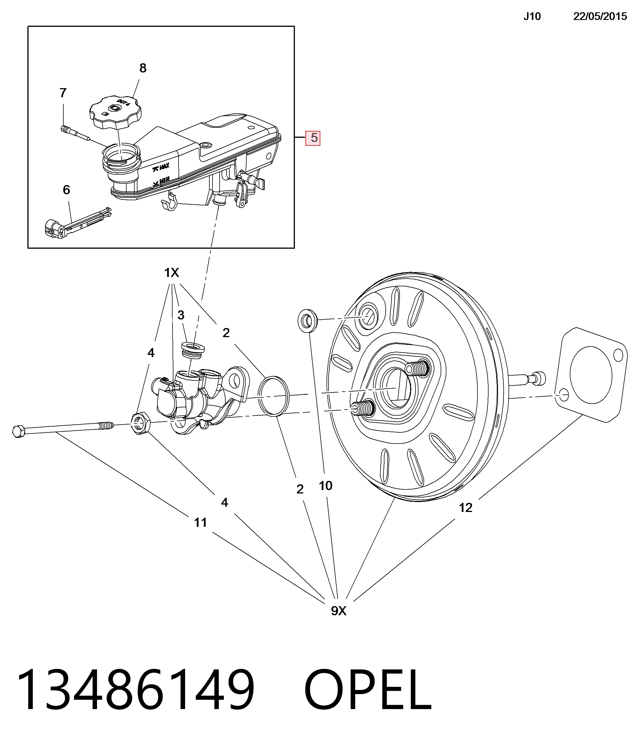 Tanque de cilindro mestre do freio (de fluido de freio) Opel Astra ao melhor preço