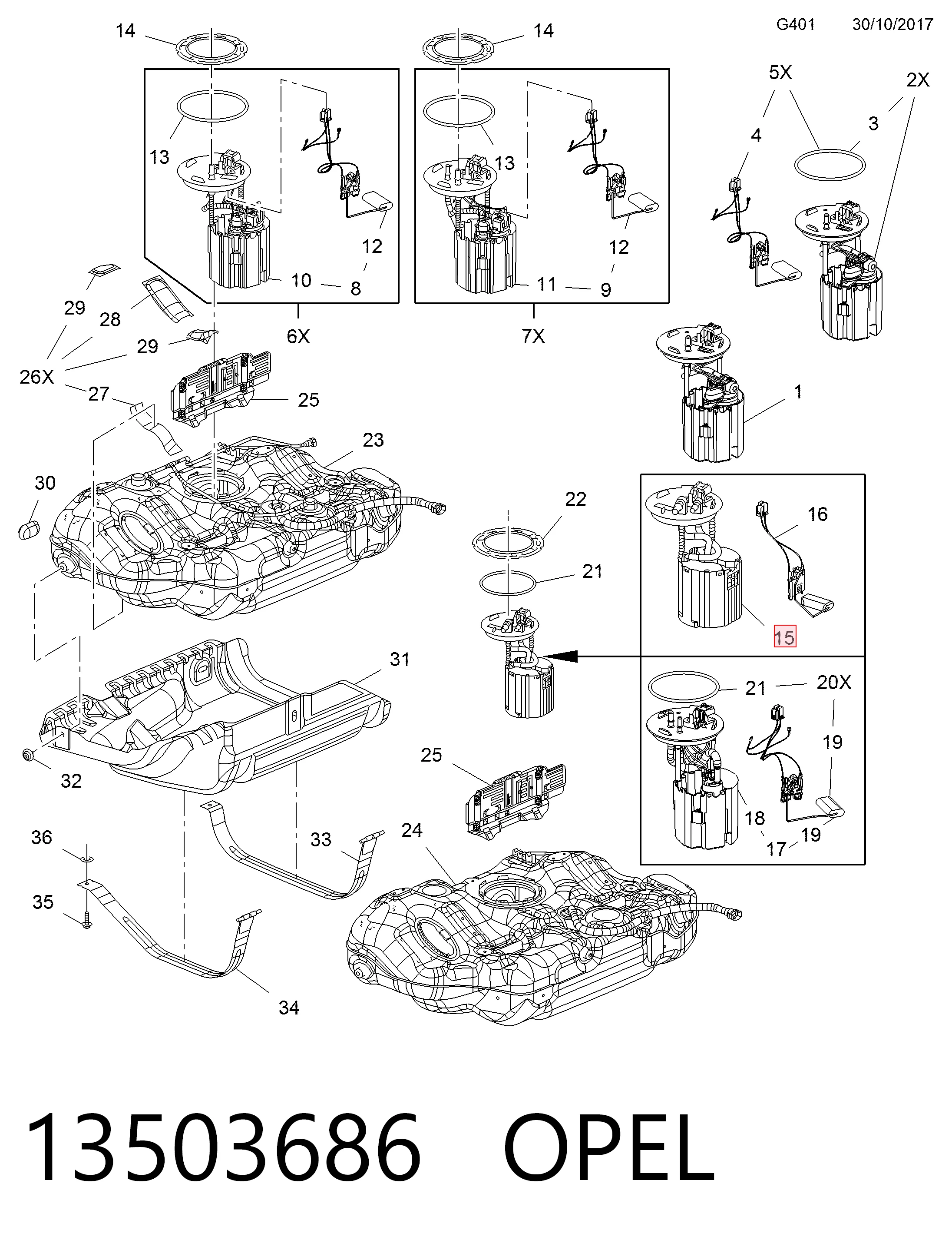 13272601 General Motors Módulo de bomba de combustível com sensor do nível de combustível
