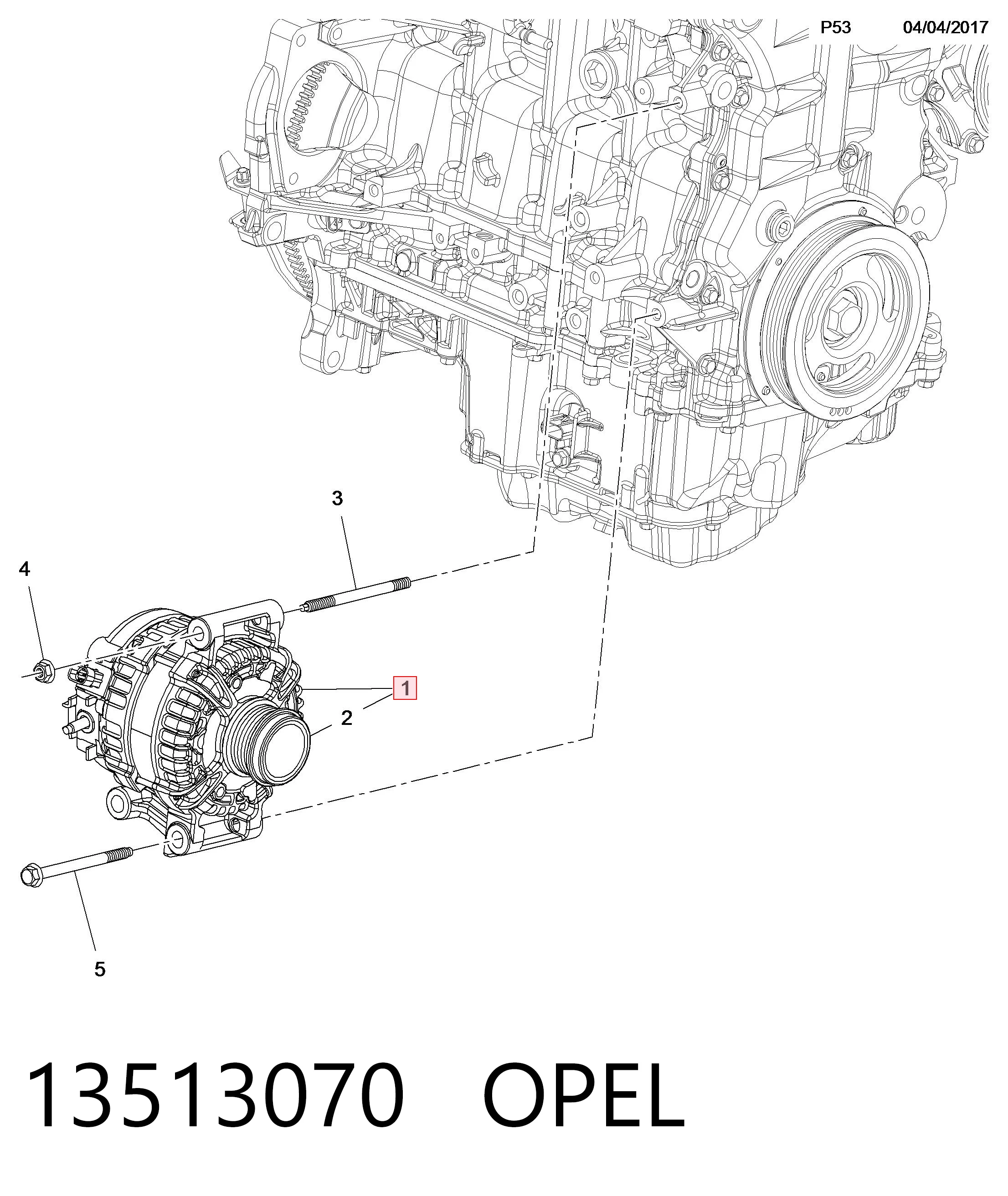 13513070 Opel Gerador