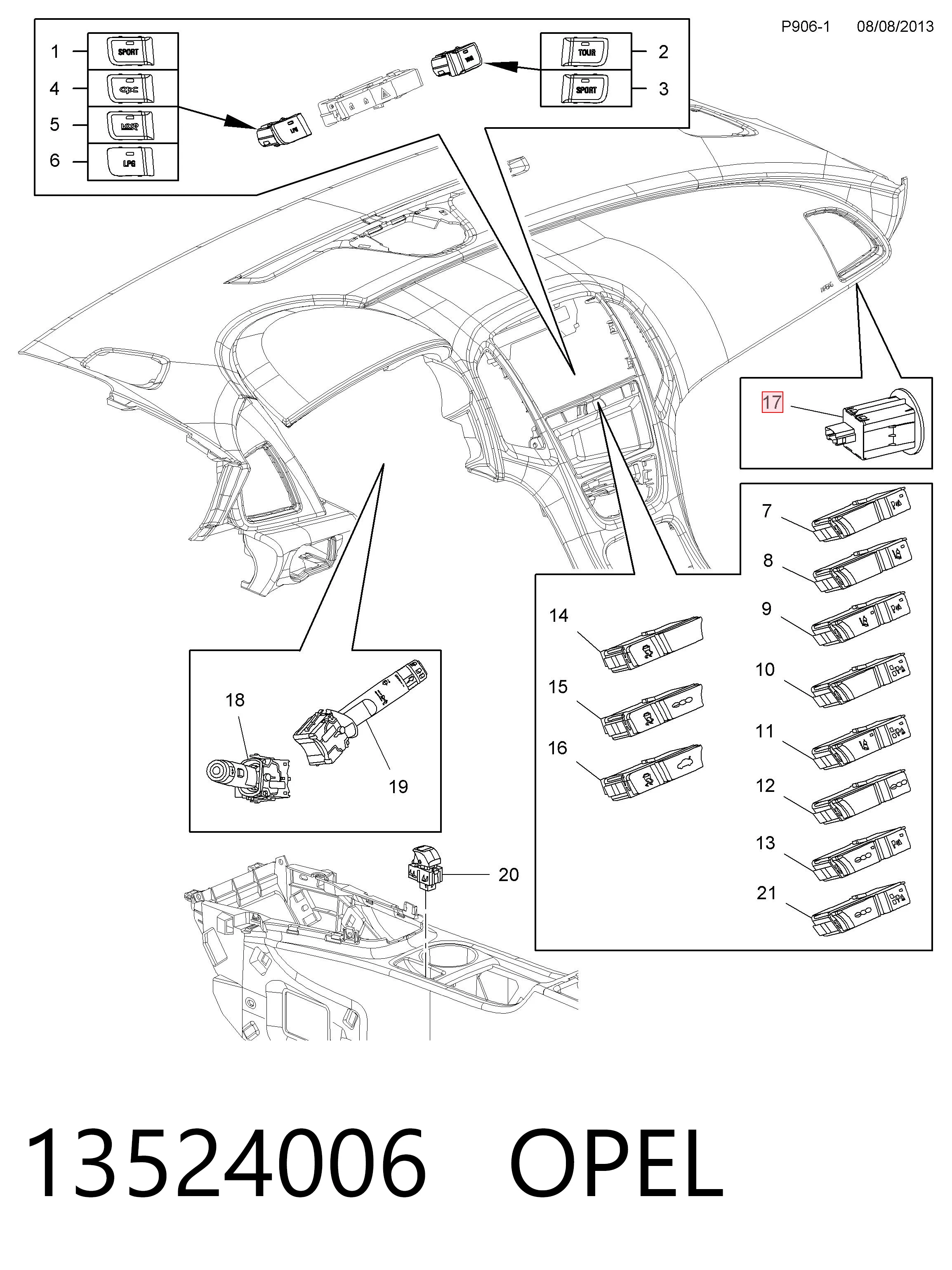 YR003627YX Peugeot/Citroen Botão de desligação dos cintos de segurança AIRBAG