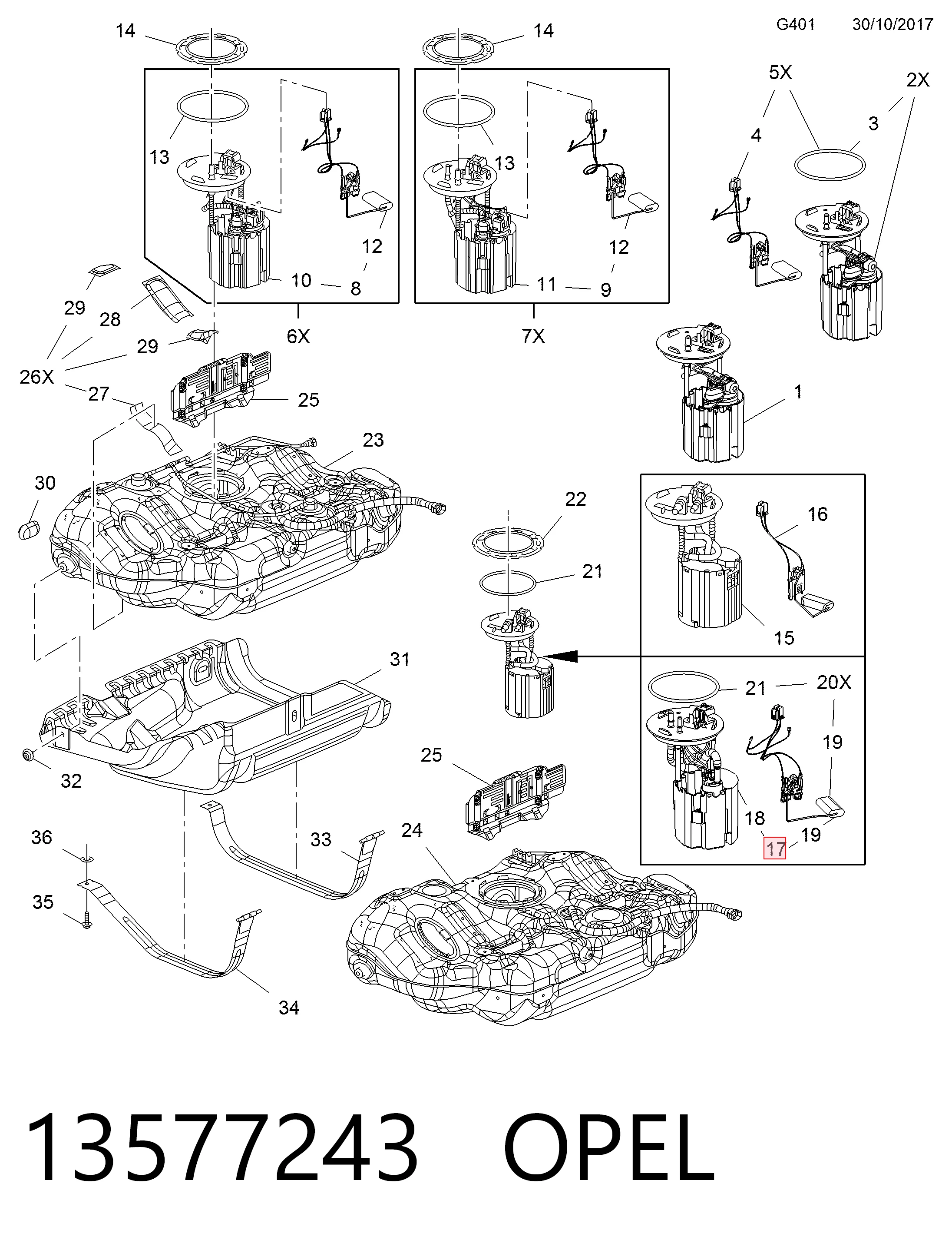 Módulo de bomba de combustível com sensor do nível de combustível General Motors 13577243 preço, a partir de 132,80 USD
