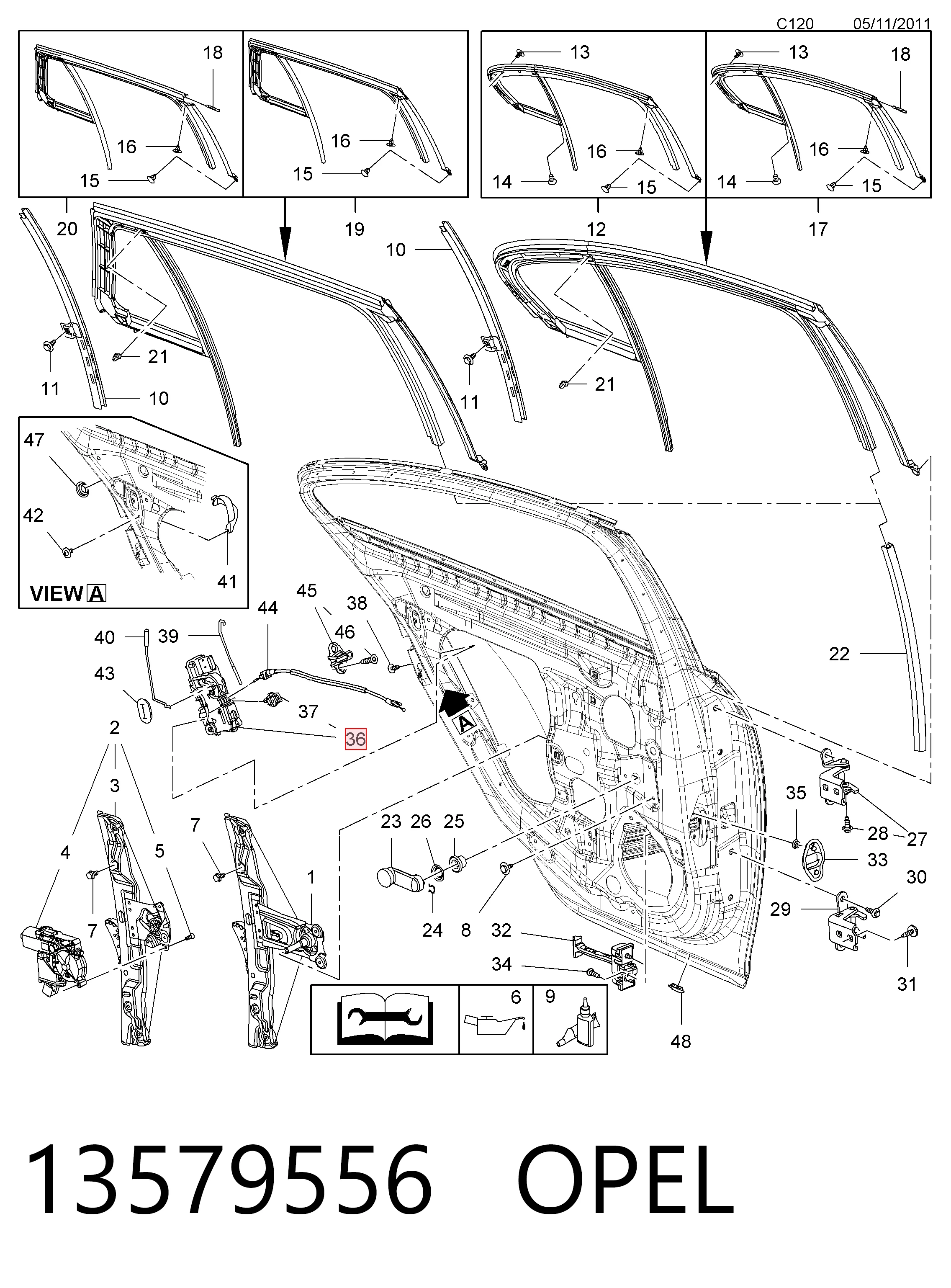 13579556 Opel Fecho da porta traseira direita