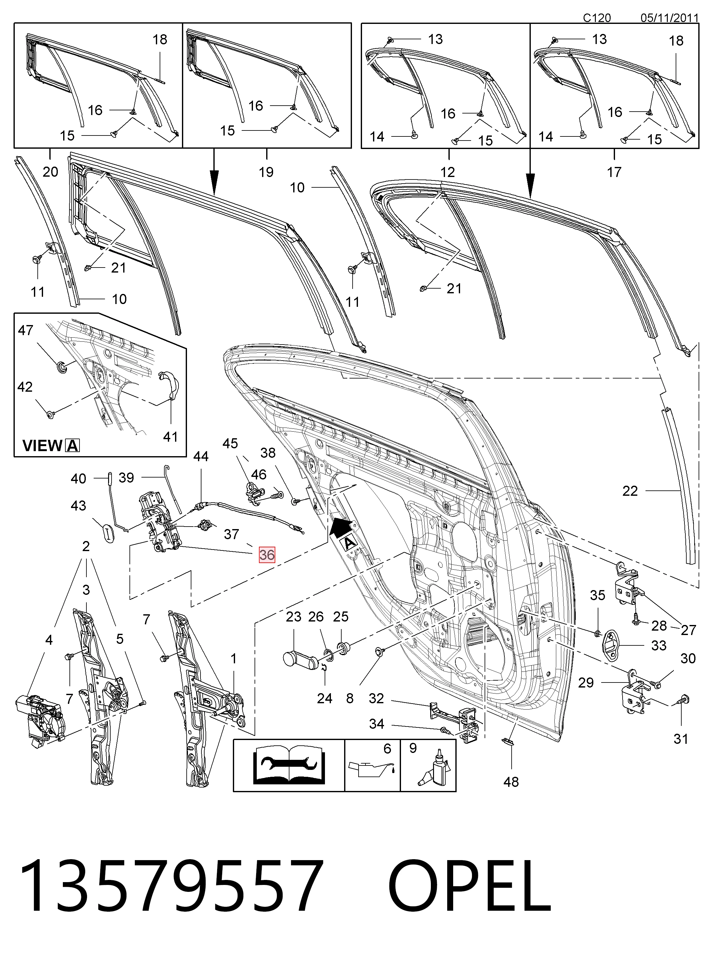 13579557 Opel Fecho da porta traseira esquerda