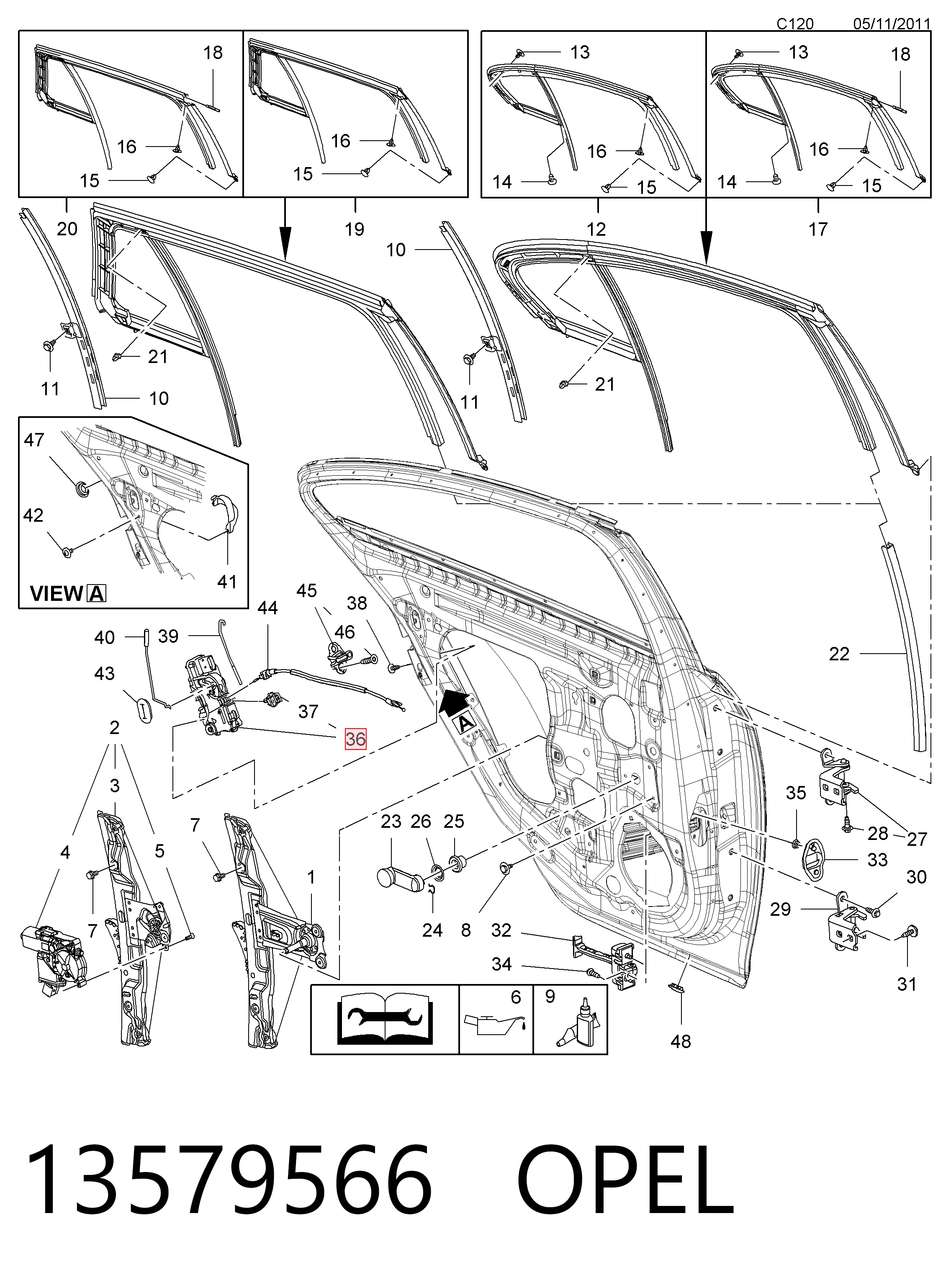 13579566 Opel Fecho da porta traseira direita
