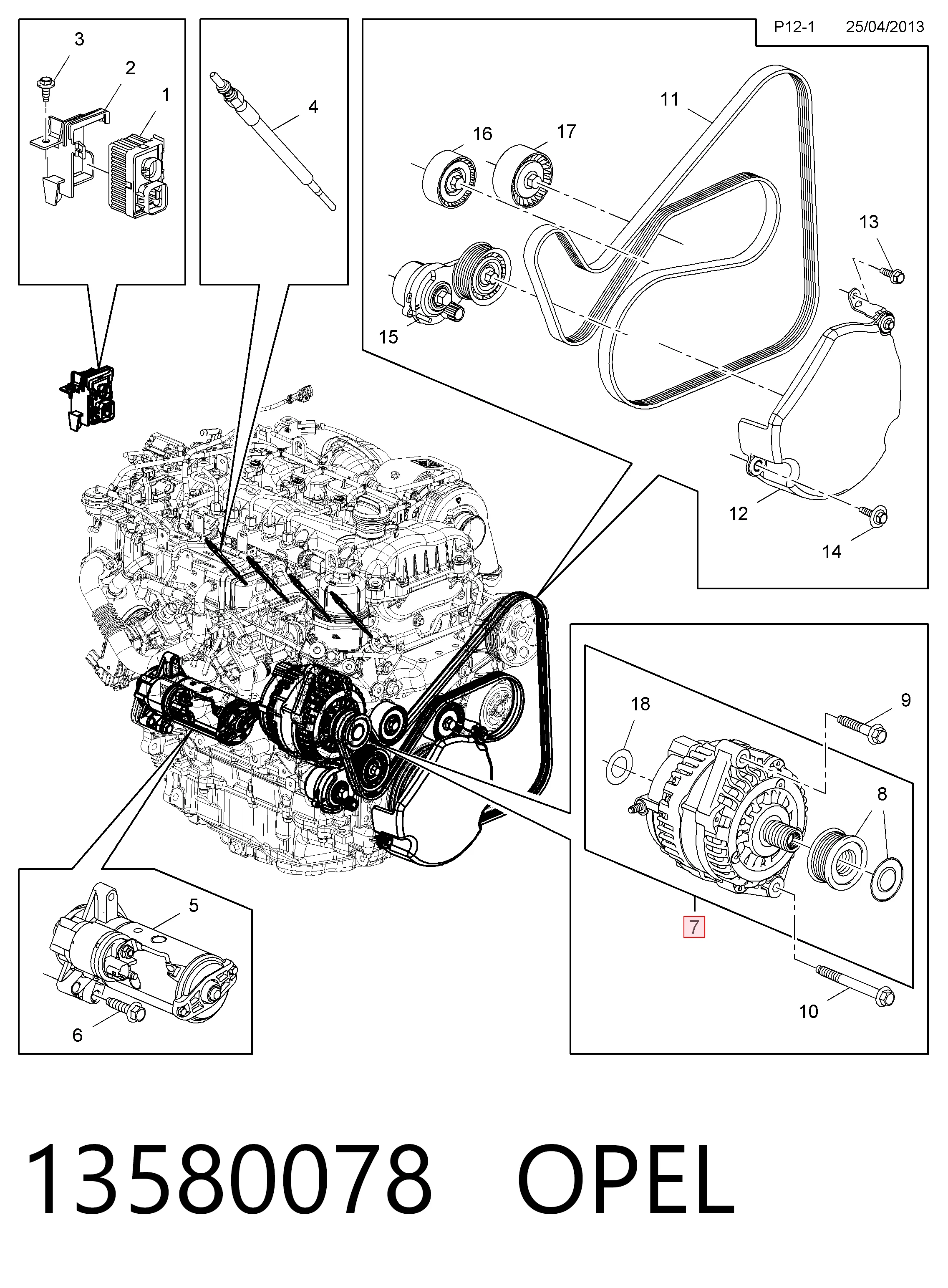 13580078 Opel Gerador