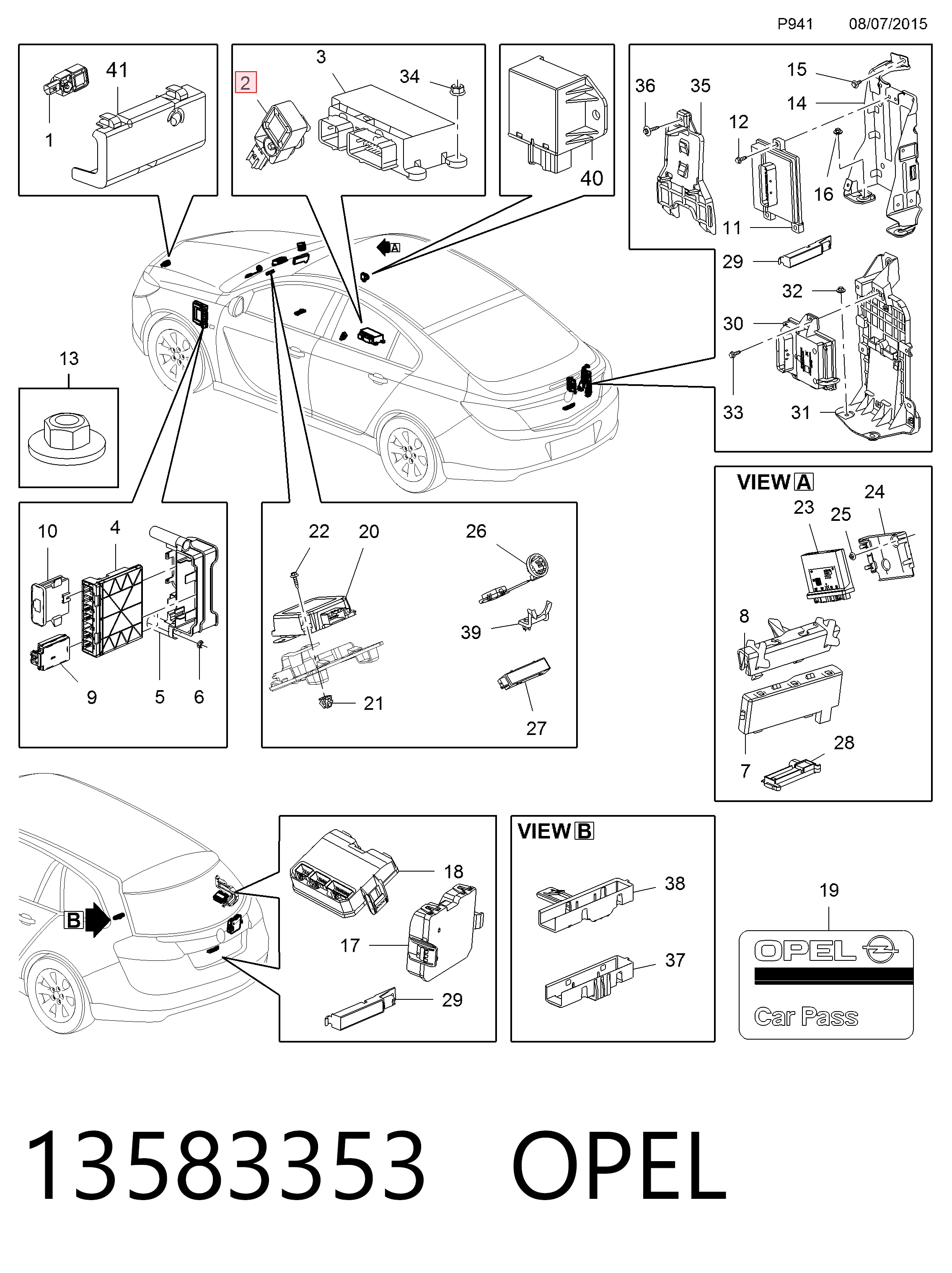 13583353 Peugeot/Citroen Sensor AIRBAG dianteiro