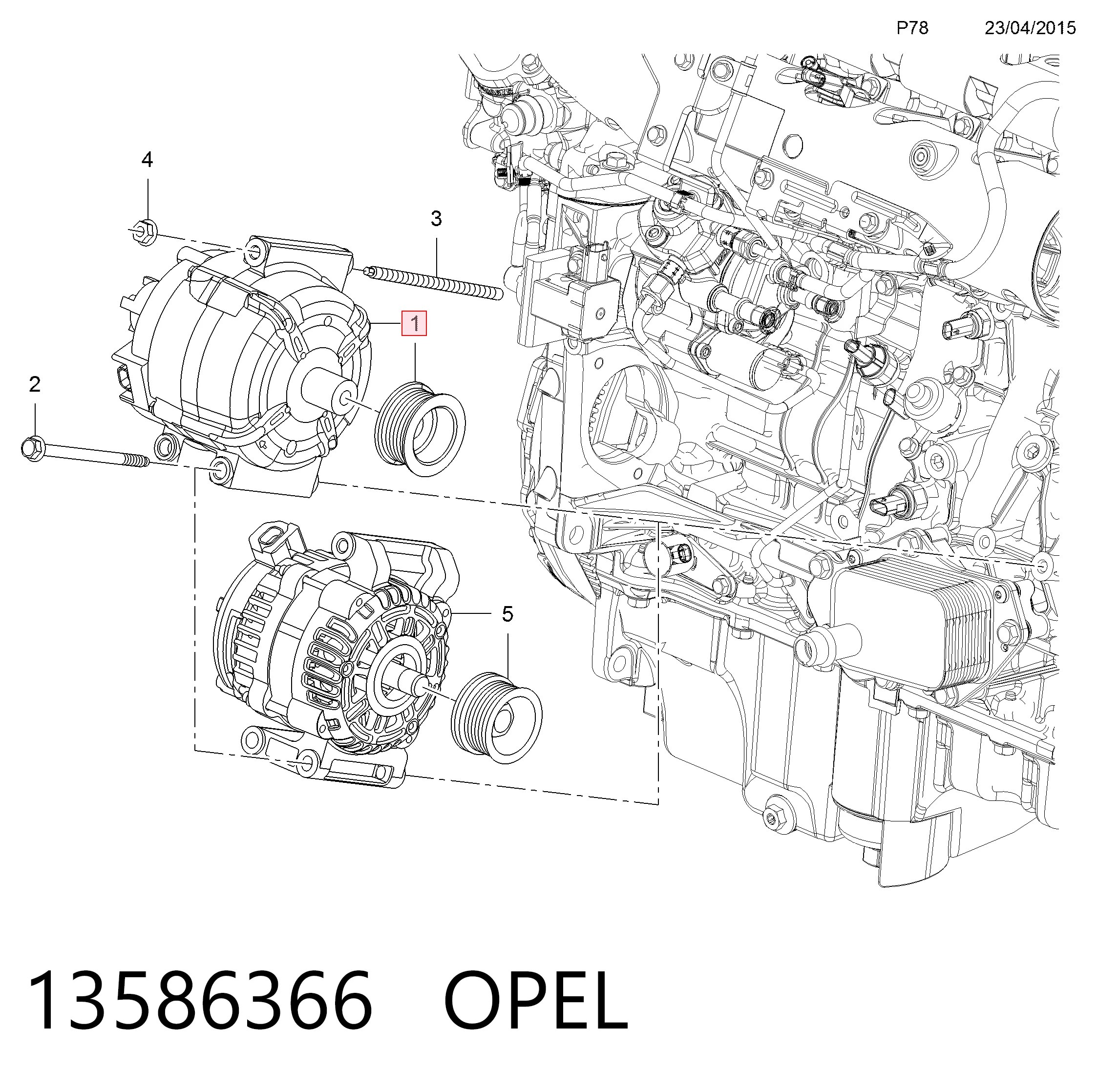 13586366 Opel Gerador