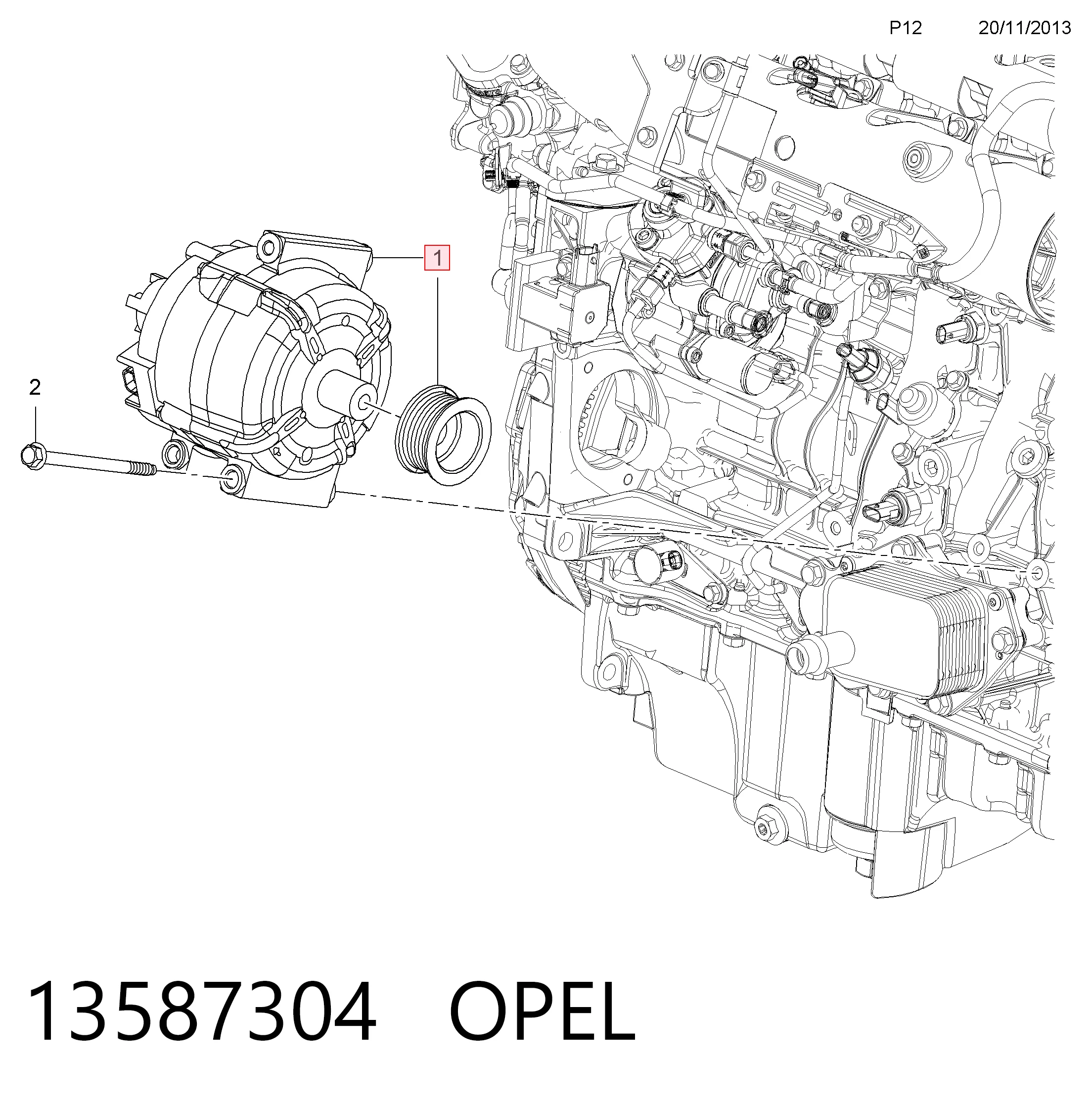 13587304 Opel Gerador