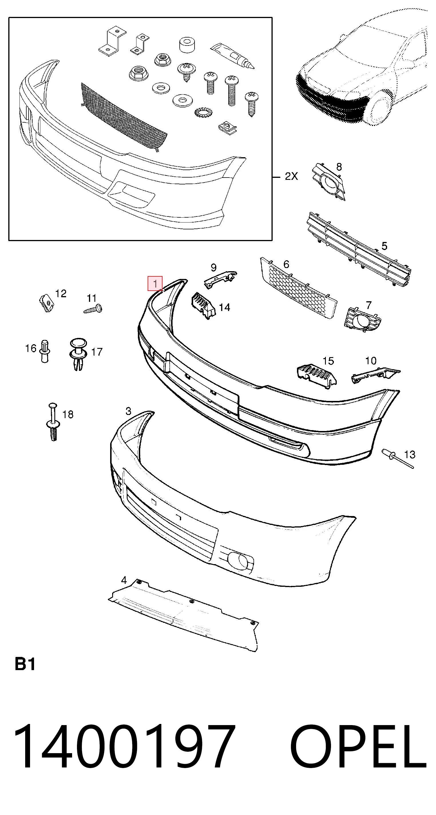 Pára-choque dianteiro para Opel Astra G F07