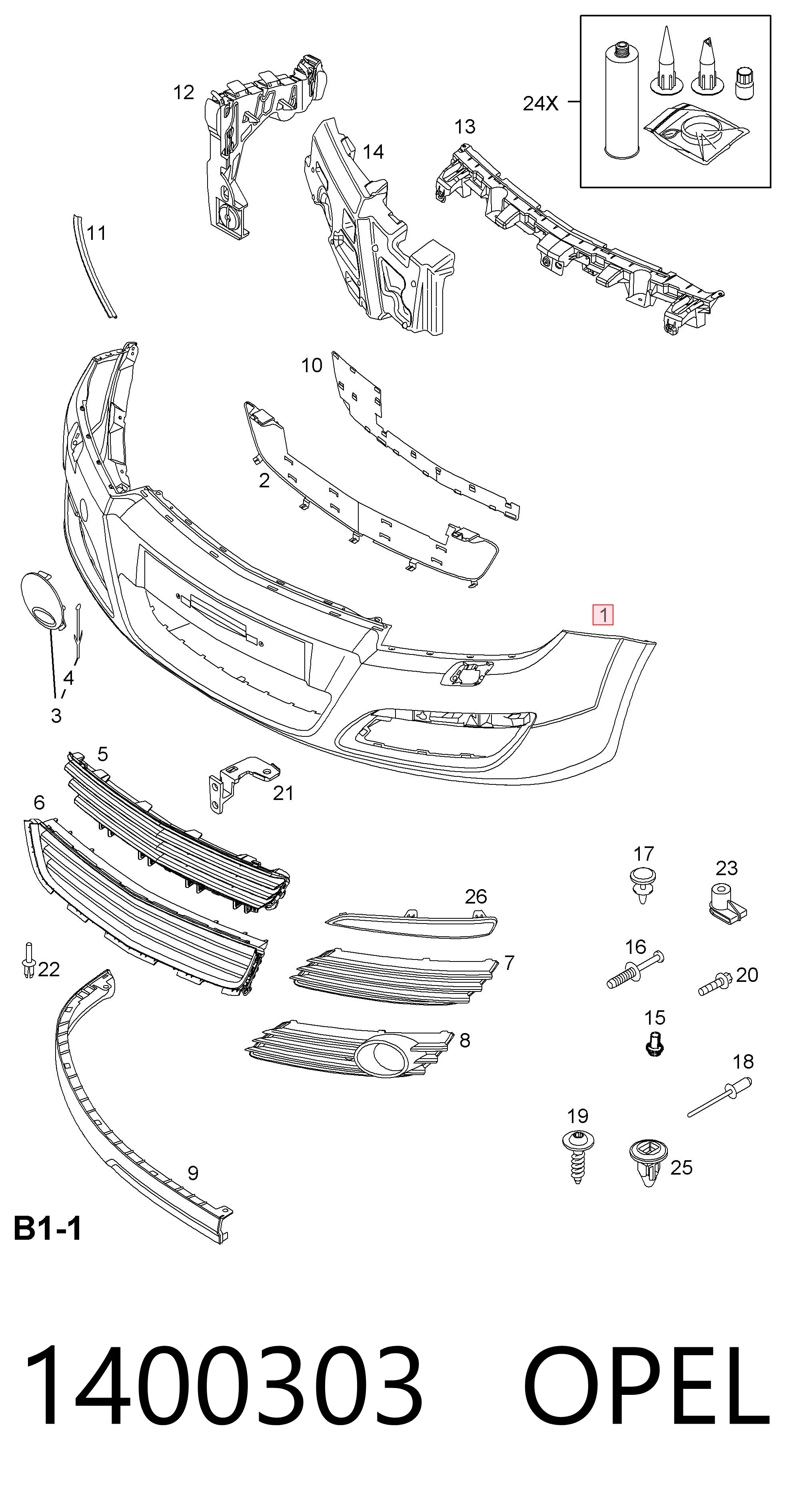 Pára-choque dianteiro para Opel Astra H A04