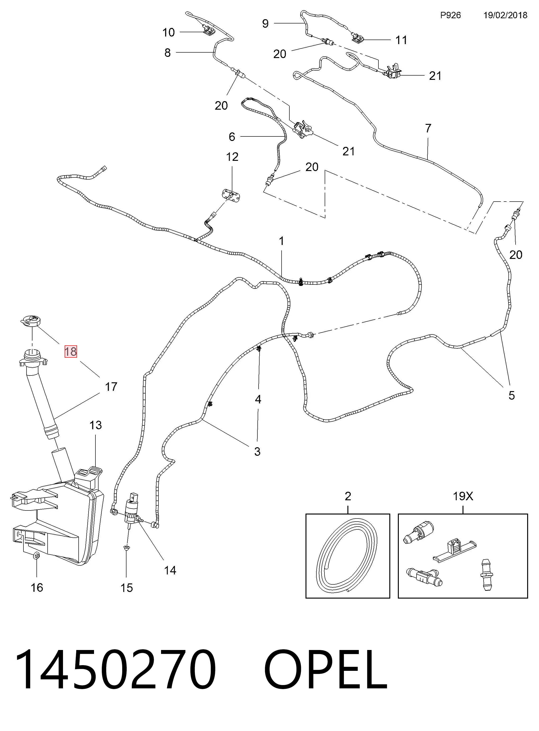 1450270 Opel Tampa de tanque de fluido para lavador