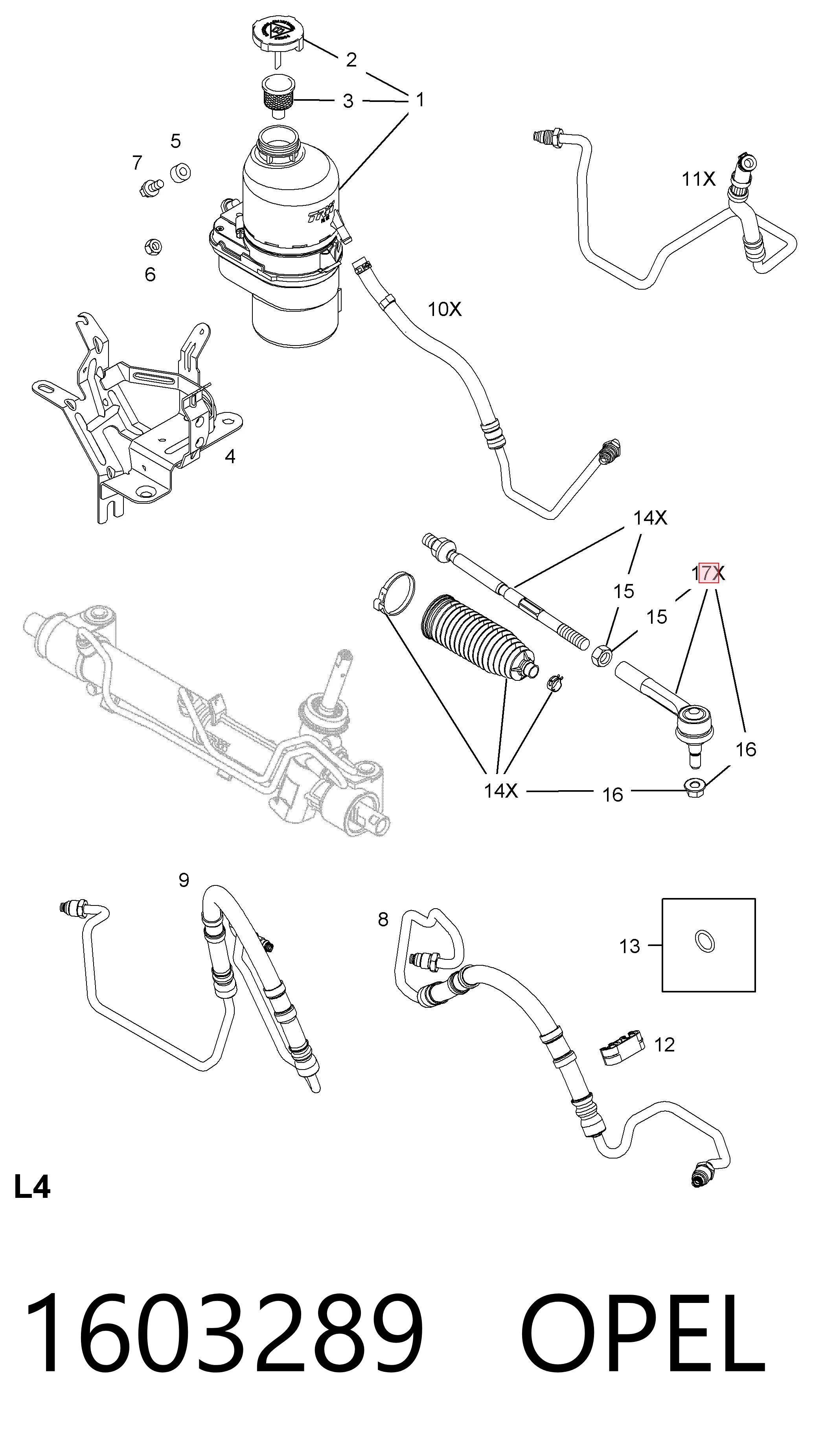 Ponta externa da barra de direção para Opel Astra L69
