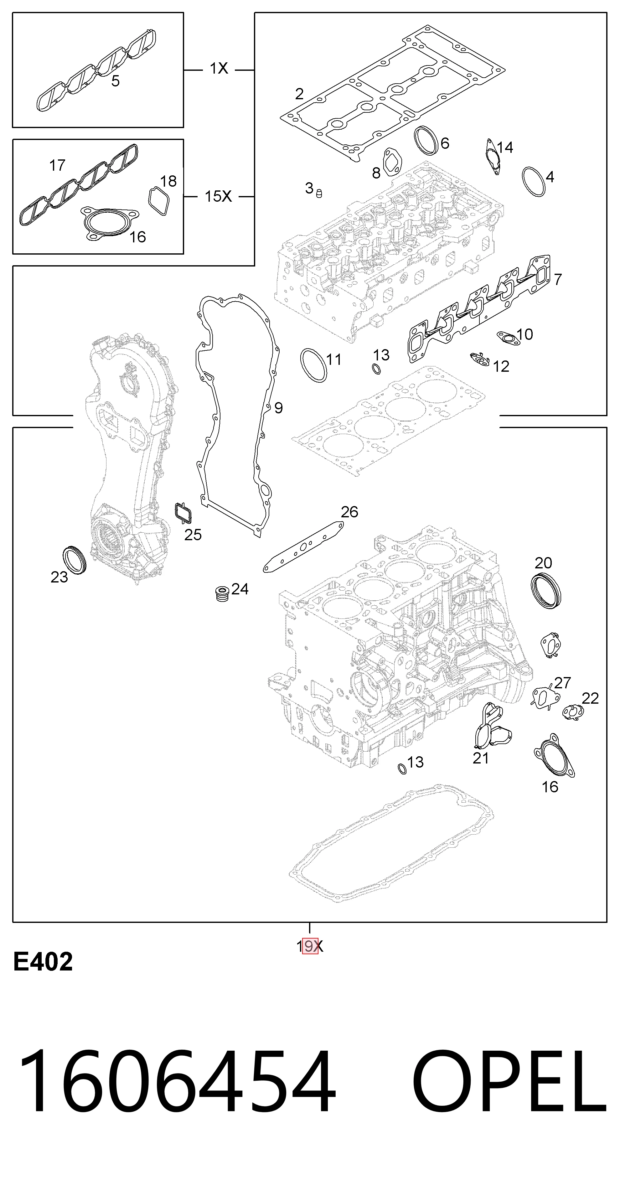 93188055 General Motors Kit inferior de vedantes de motor