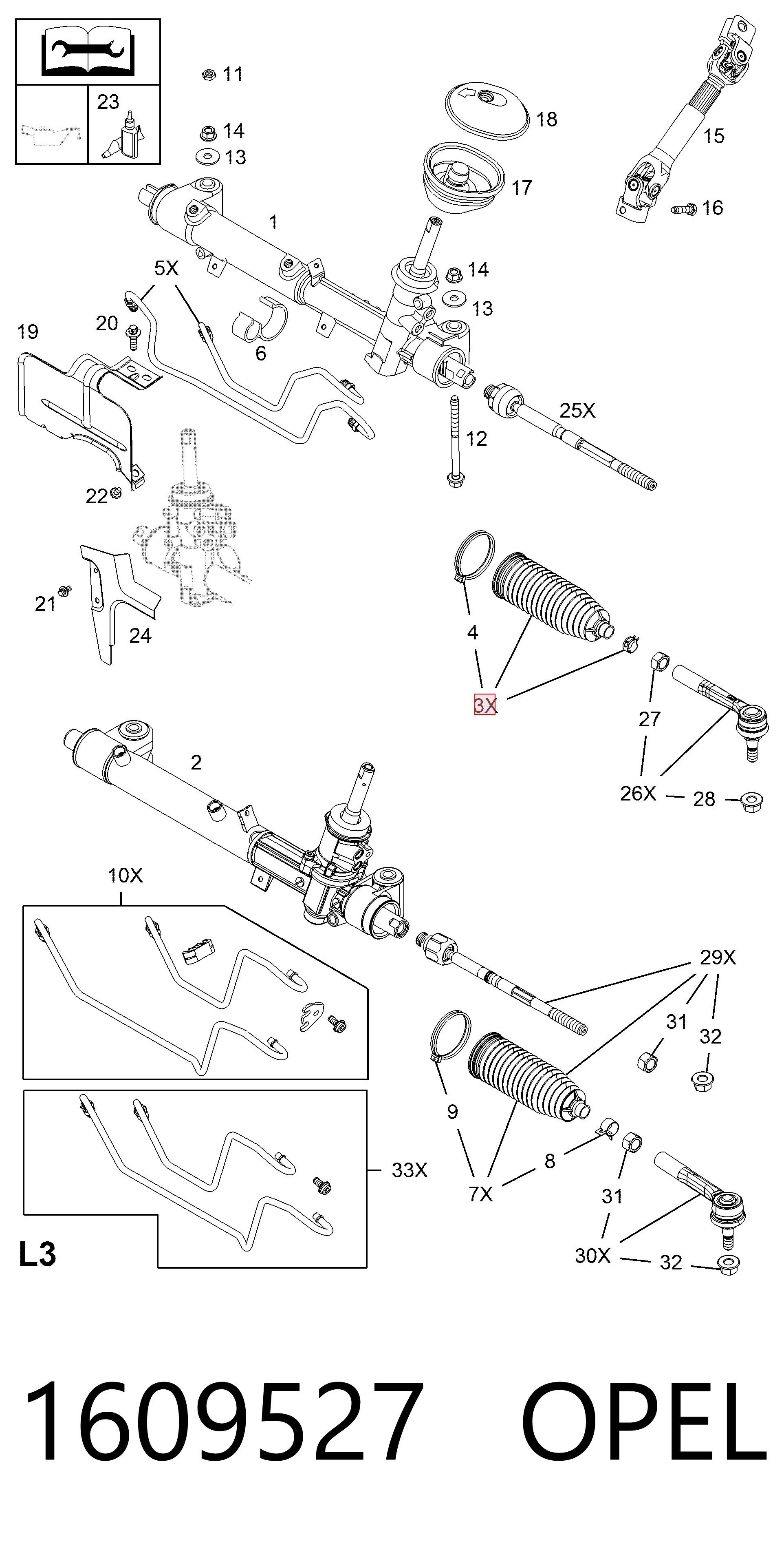 Bota de proteção do mecanismo de direção (de cremalheira) Opel Astra  L69 ao melhor preço