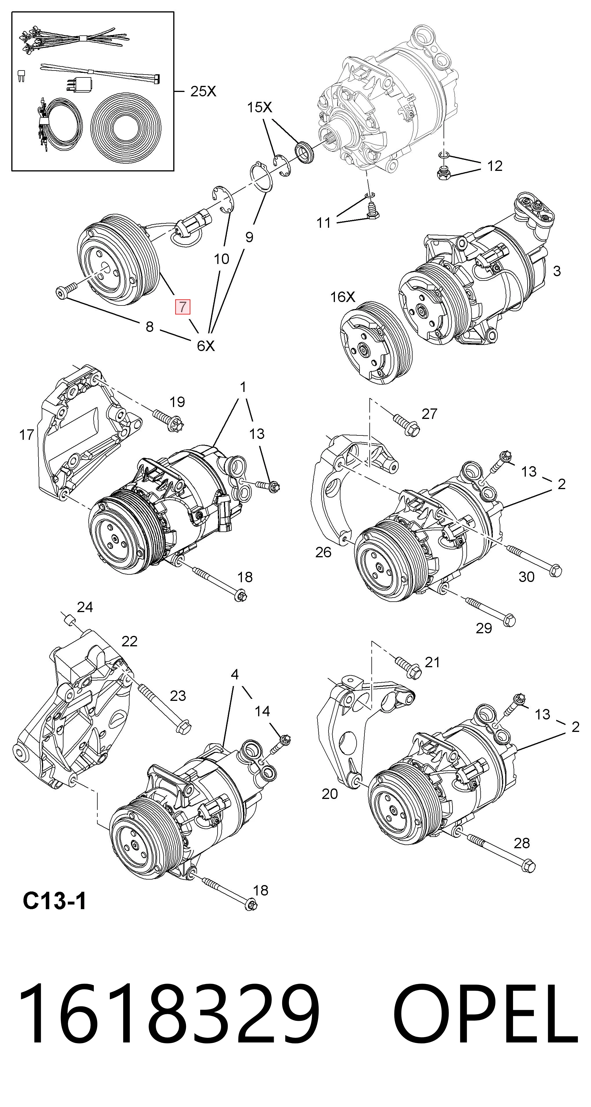Acoplamento (bobina magnética) do compressor de aparelho de ar condicionado Opel Astra H L35