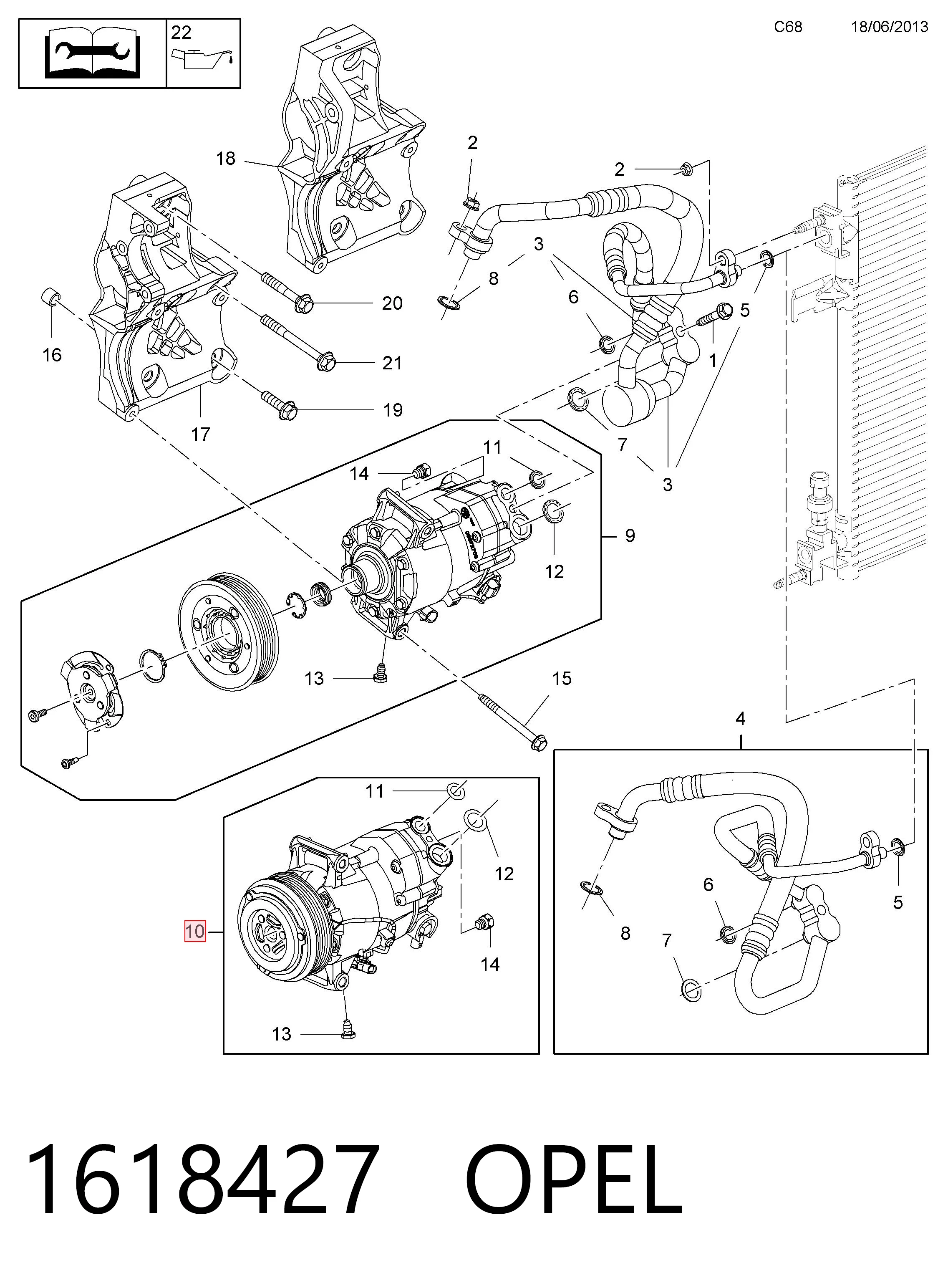 1618427 Opel Compressor de aparelho de ar condicionado