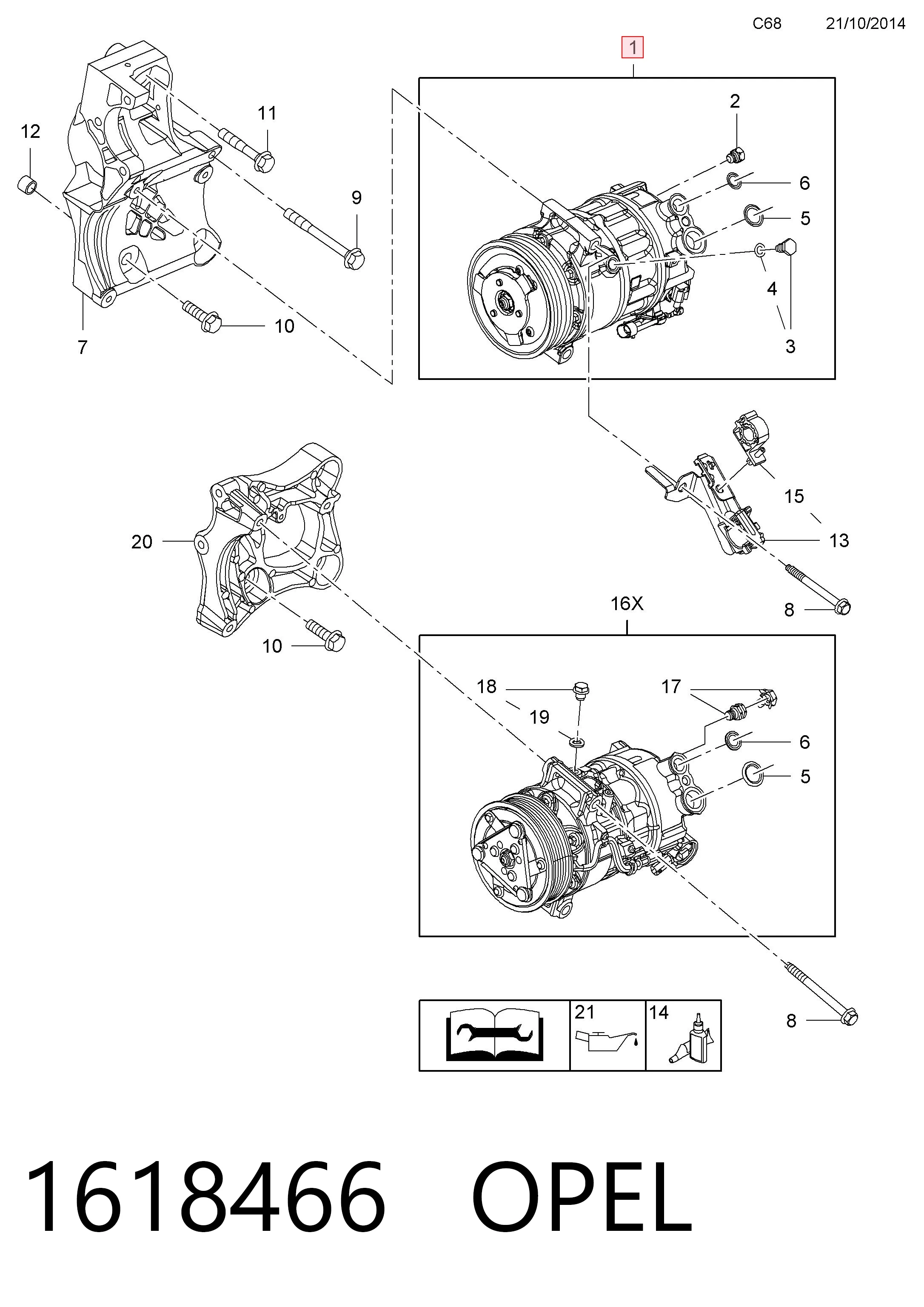 1618466 Opel Compressor de aparelho de ar condicionado