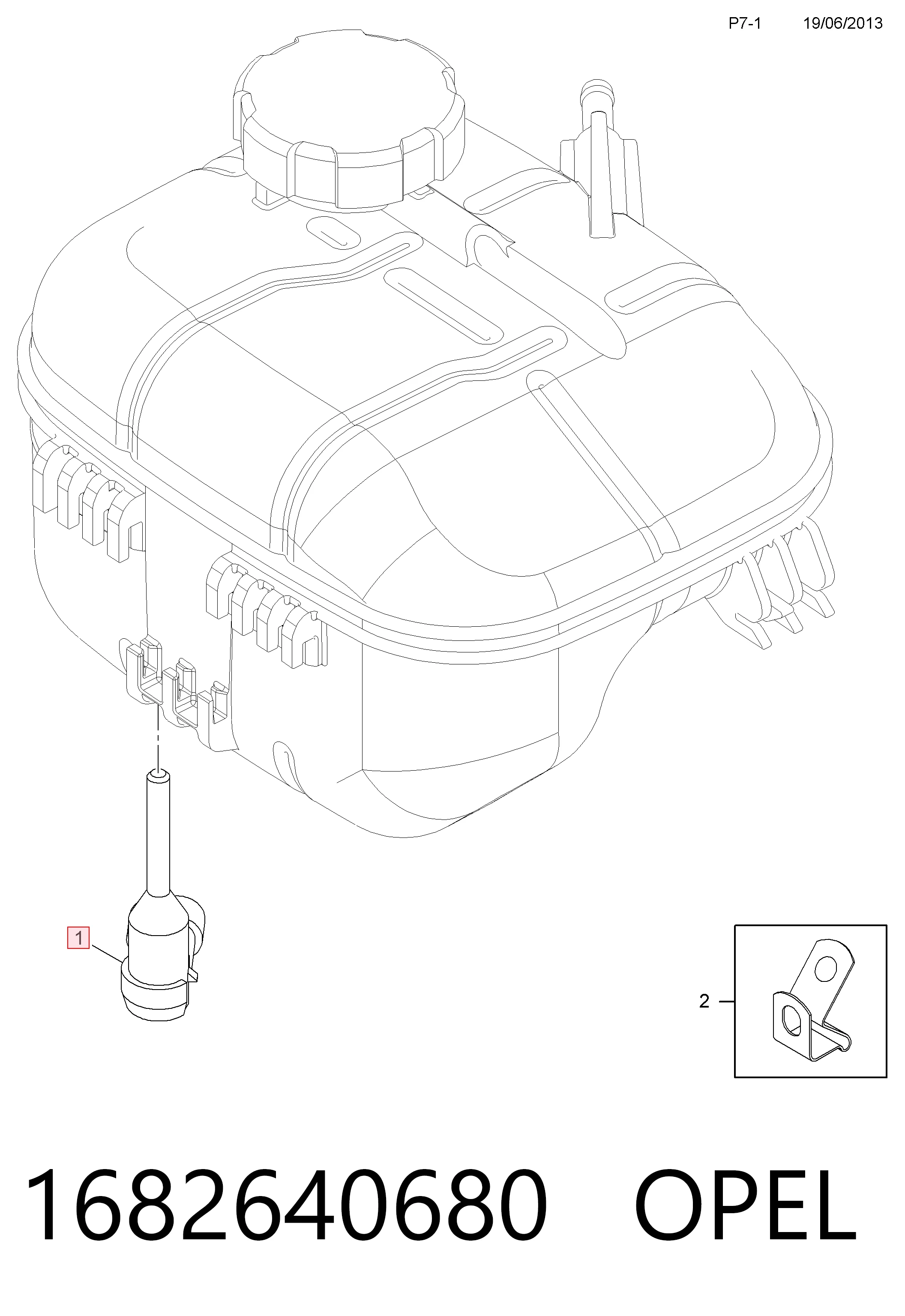 1682640680 Opel Sensor do nível do fluido de esfriamento no tanque
