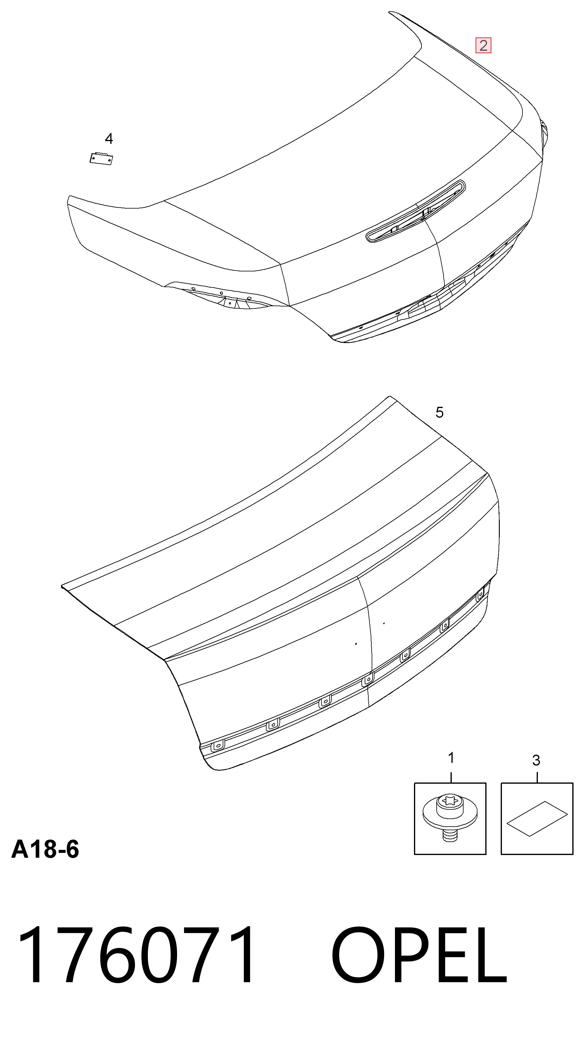 Porta traseira (3ª/5ª porta-malas (tampa de alcapão) para Opel Astra H TWINTOP L67