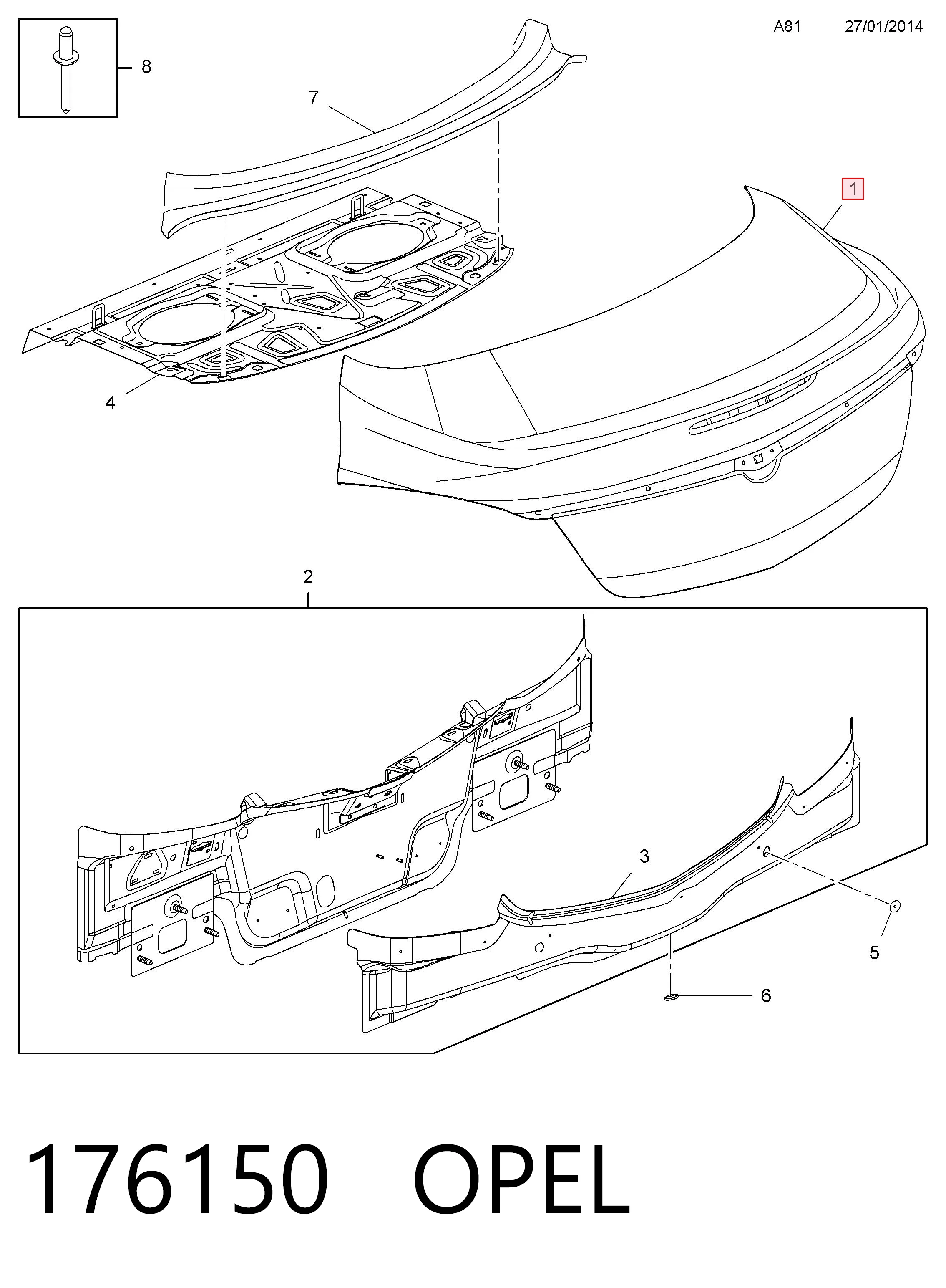 Tampa de porta-malas para Opel Insignia A G09