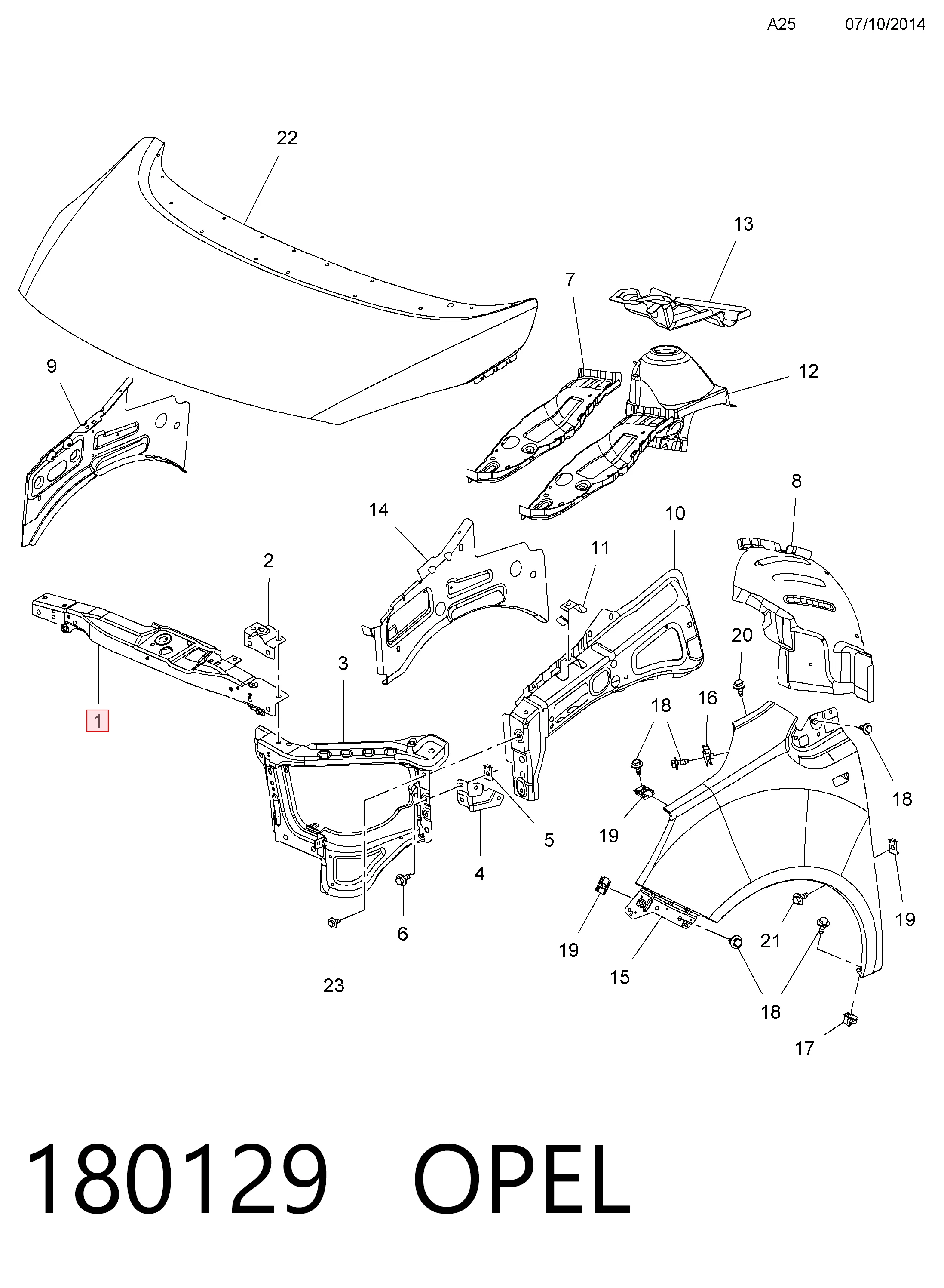 Compre Suporte do radiador montado (painel de montagem de fixação das luzes) Opel Meriva 