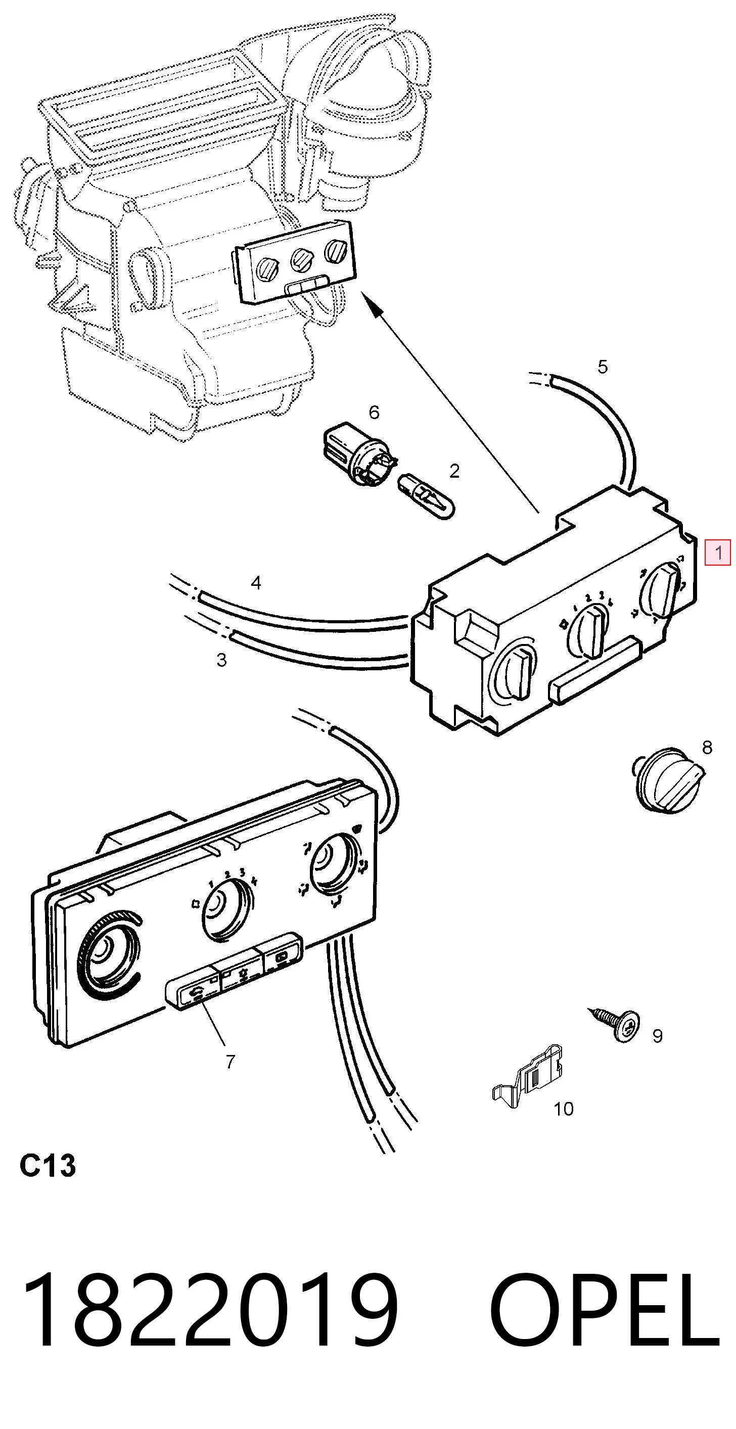 Unidade de controlo dos modos de aquecimento/condicionamento Opel Astra F48, F08 ao melhor preço