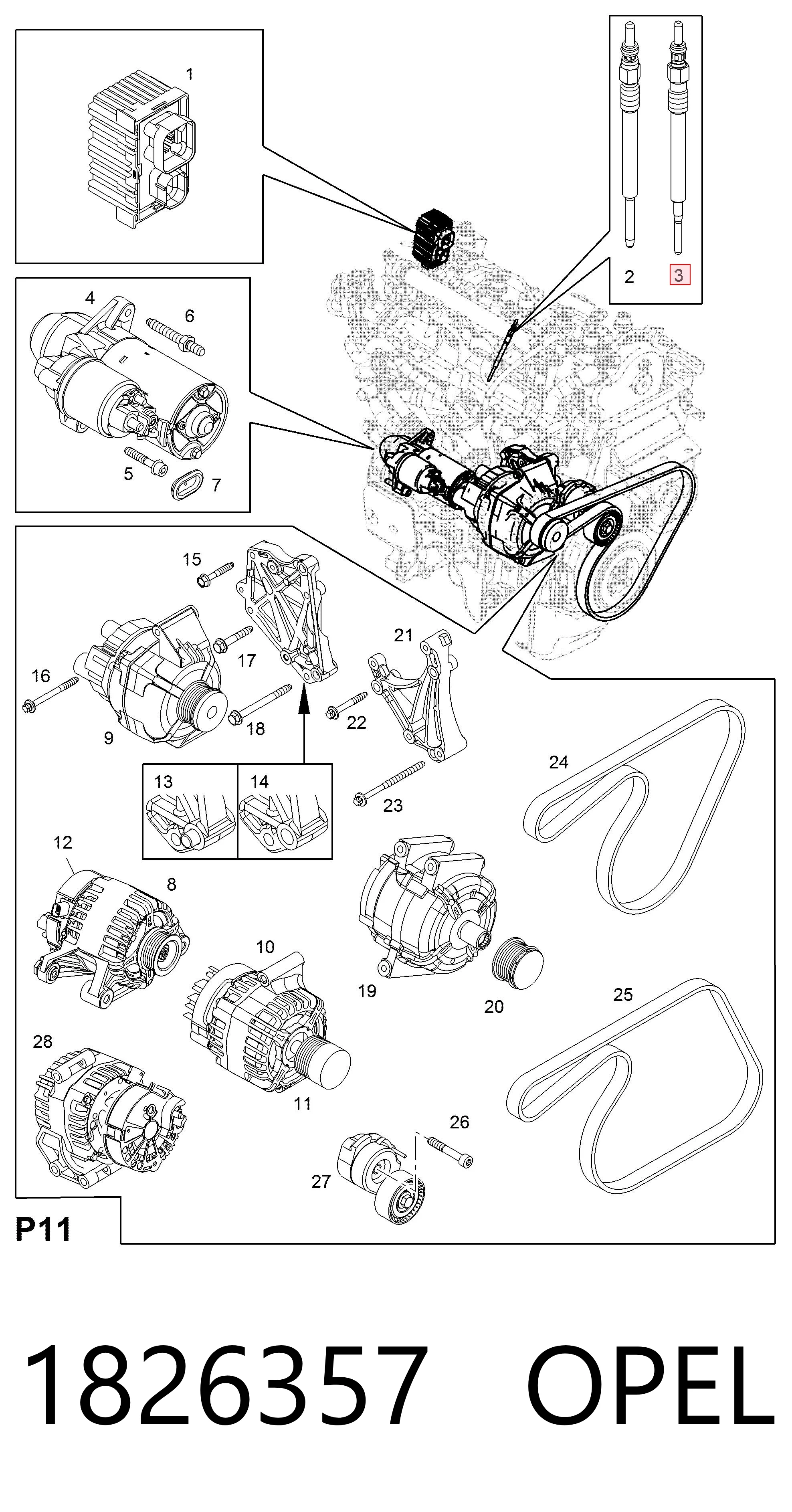 1826357 Opel Vela de incandescência