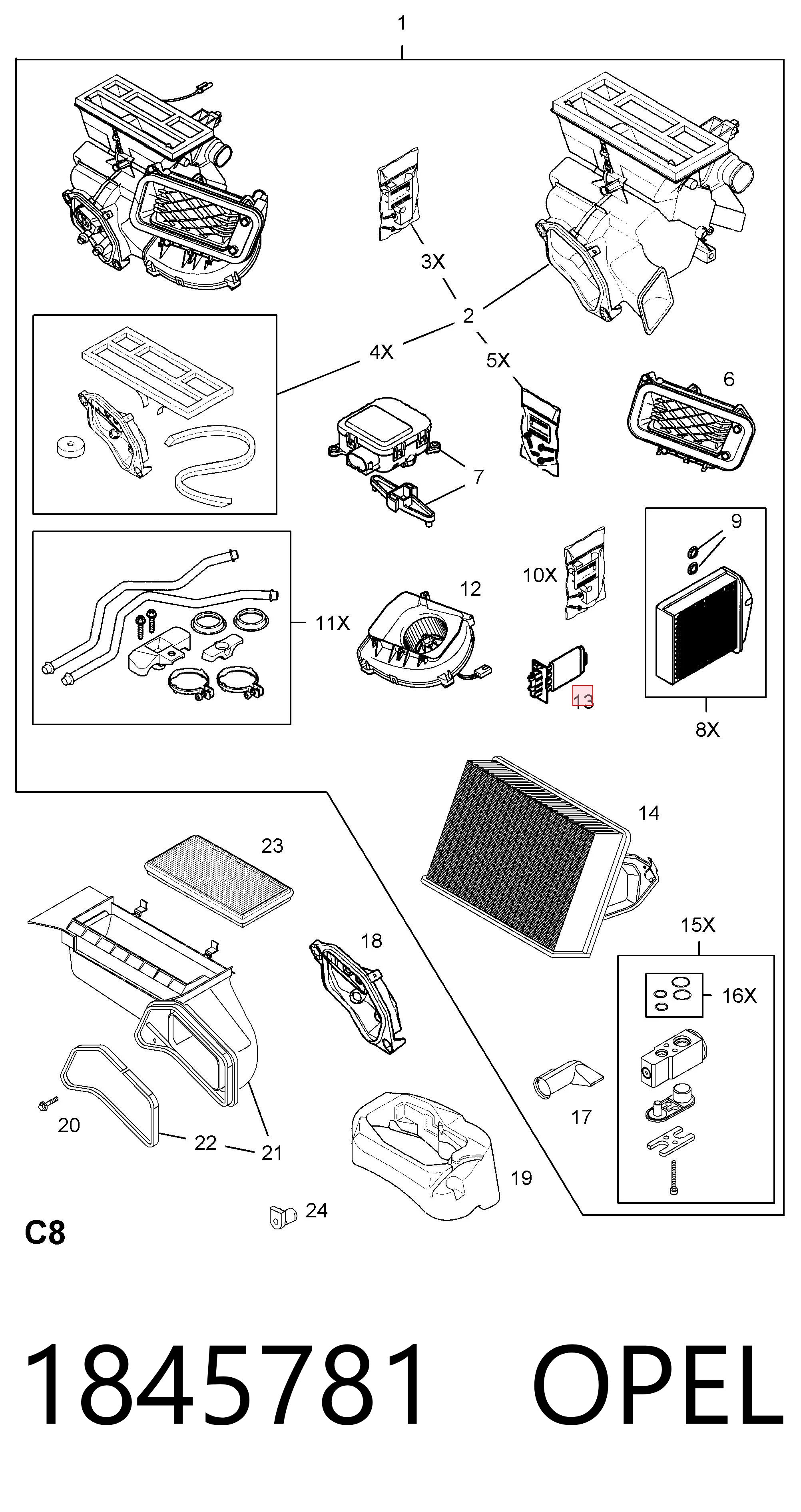 1845781 Opel Regulador de revoluções de ventilador de esfriamento (unidade de controlo)