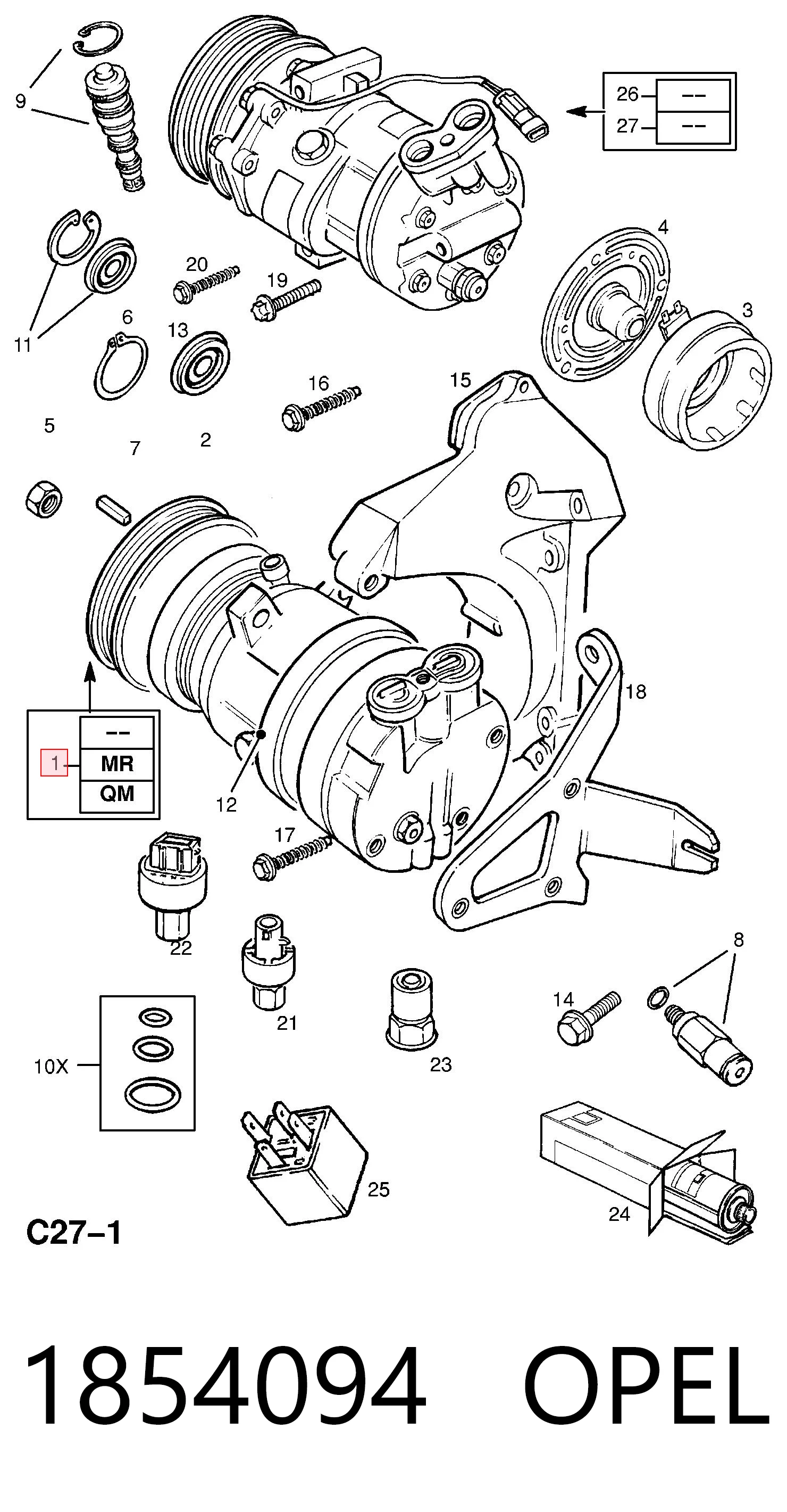 1854094 Opel Compressor de aparelho de ar condicionado