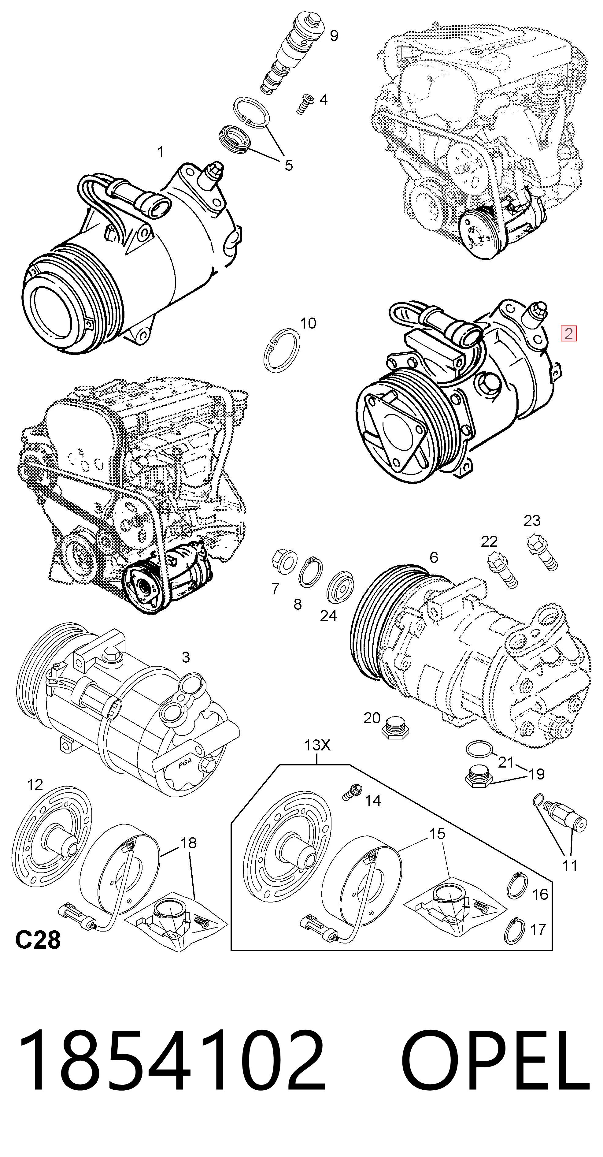 1854102 Opel Compressor de aparelho de ar condicionado