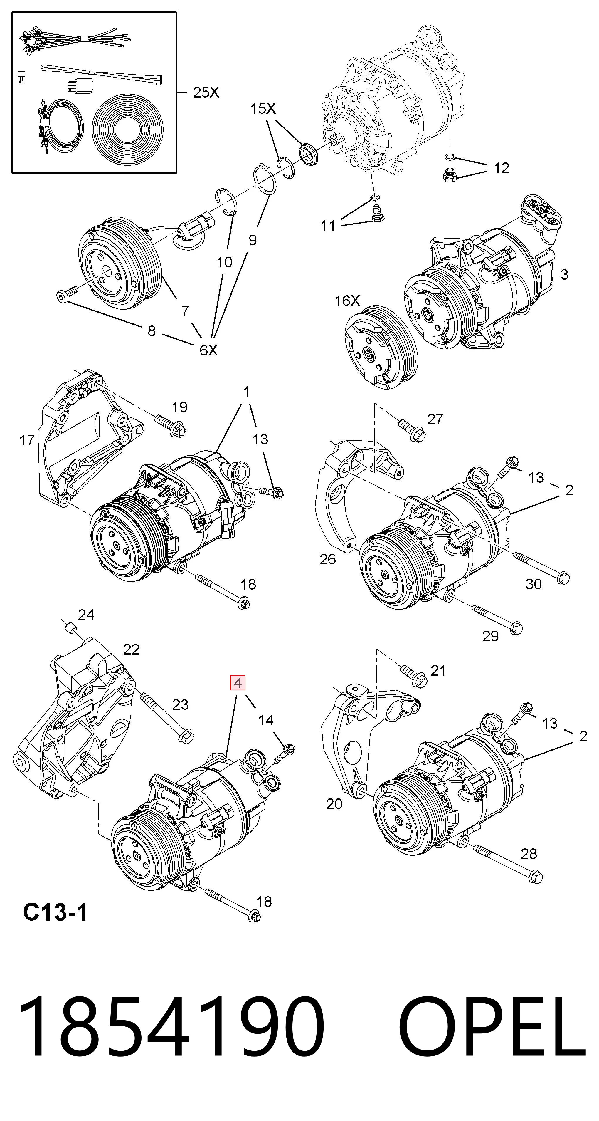 1854190 Opel Compressor de aparelho de ar condicionado